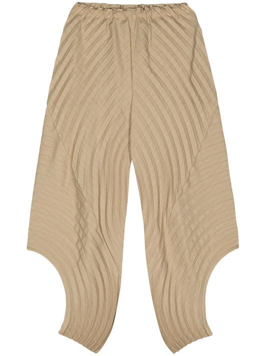 Curved Pleats striped trousers