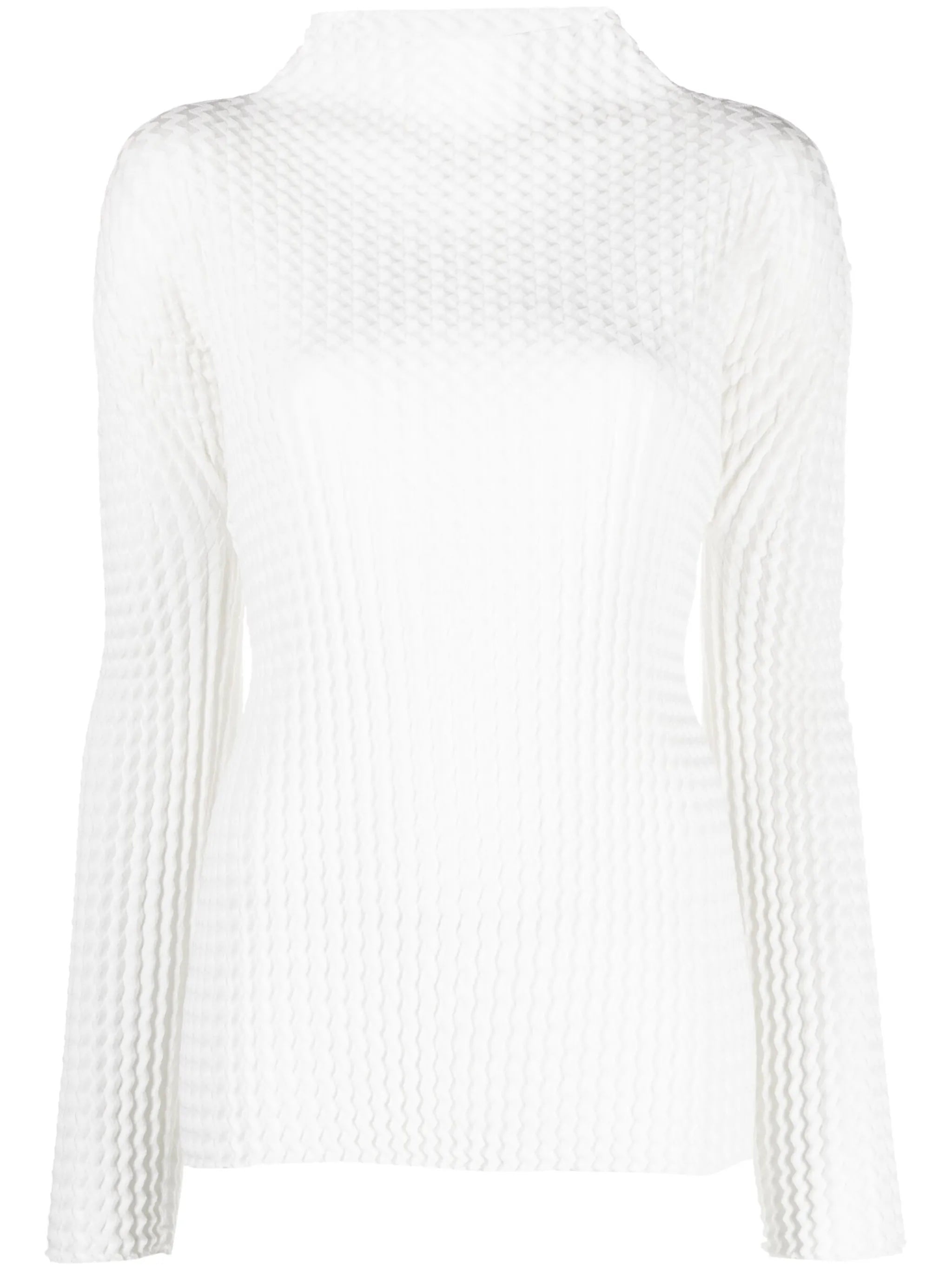 plissé mock-neck top