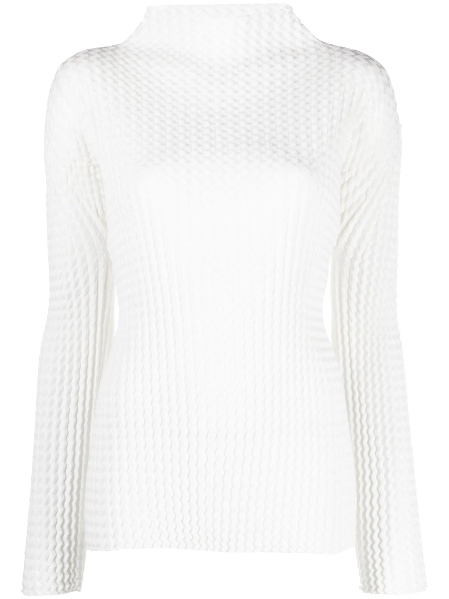plissé mock-neck top