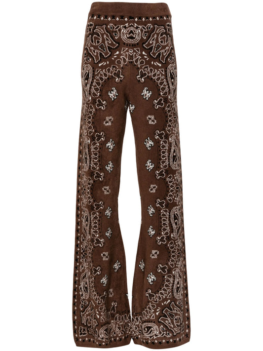 Bandana-pattern flared track pants