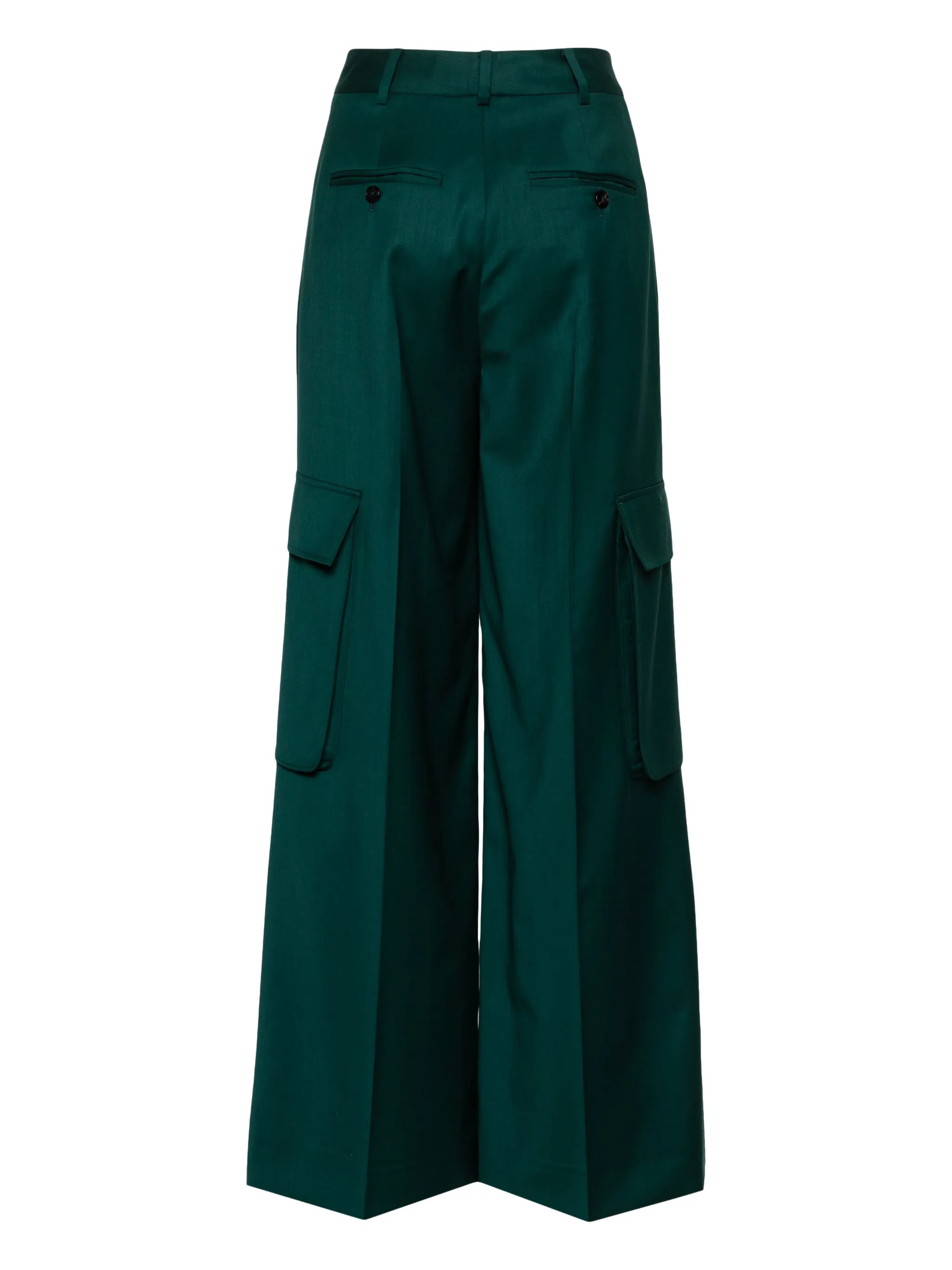 wide-leg wool cargo trousers