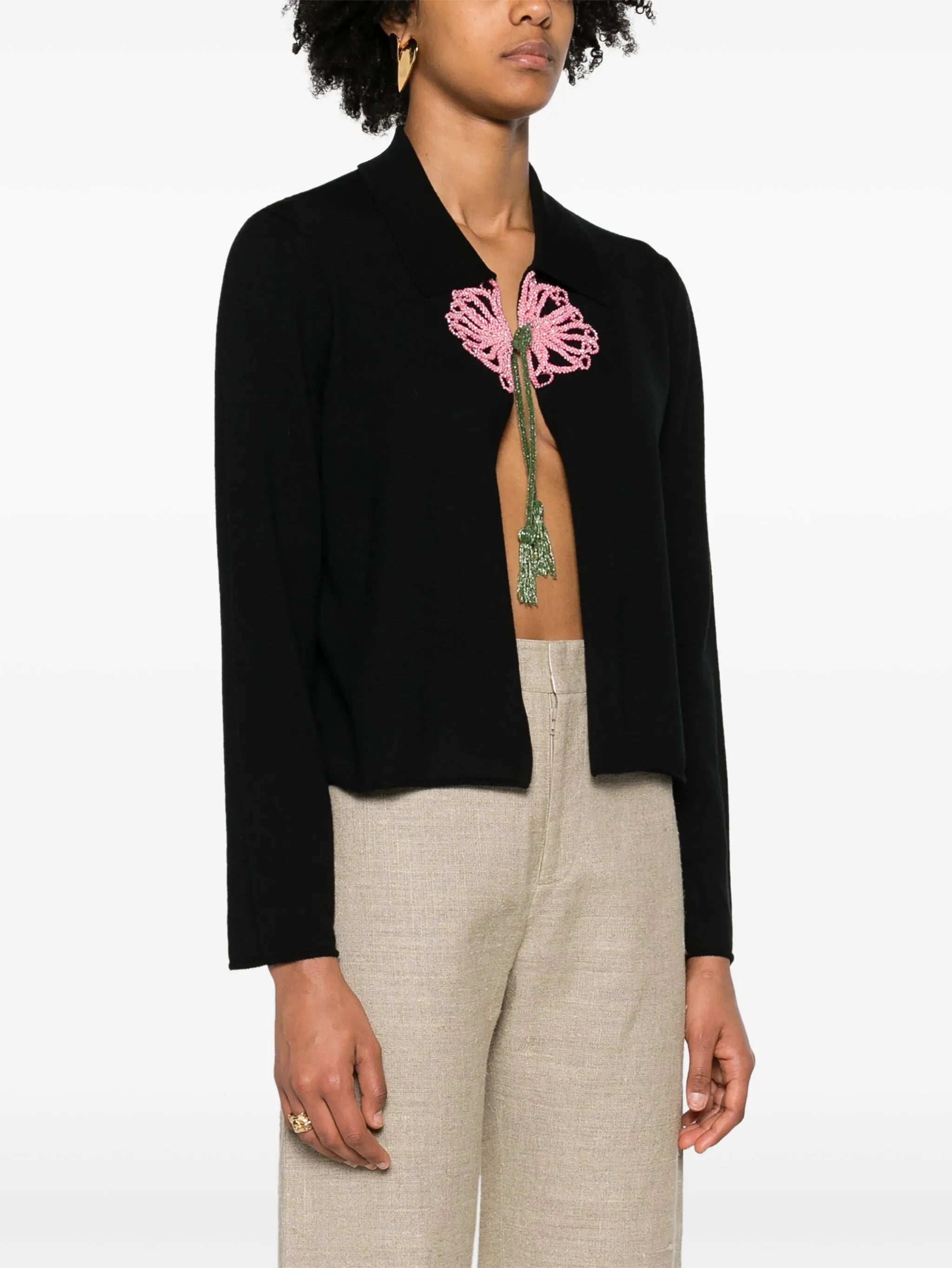 beaded wool cardigan