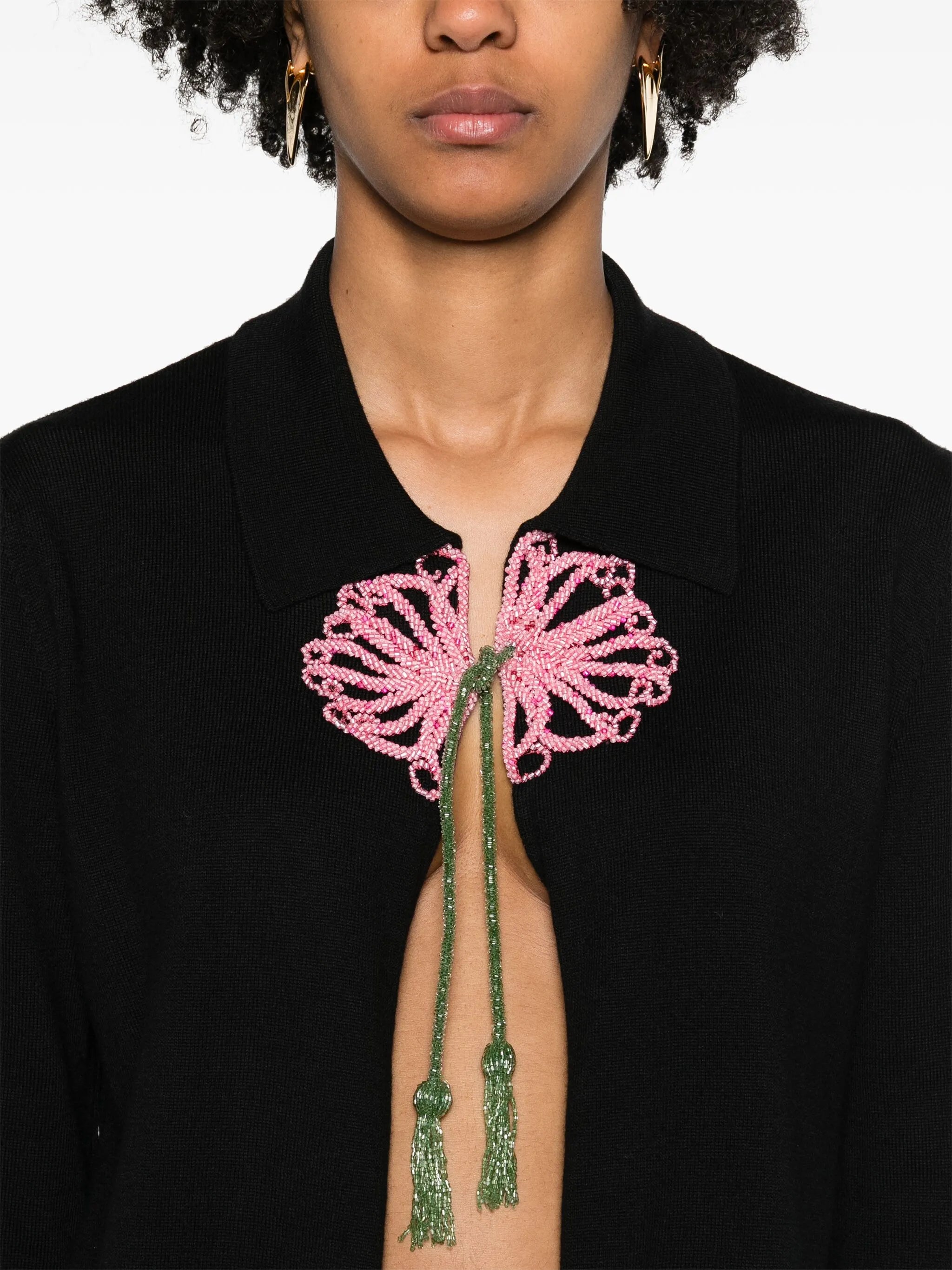 beaded wool cardigan