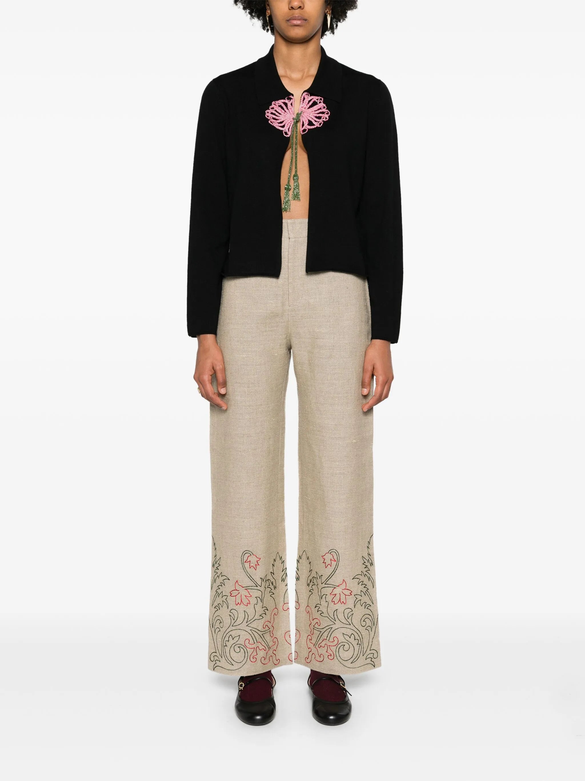 beaded wool cardigan