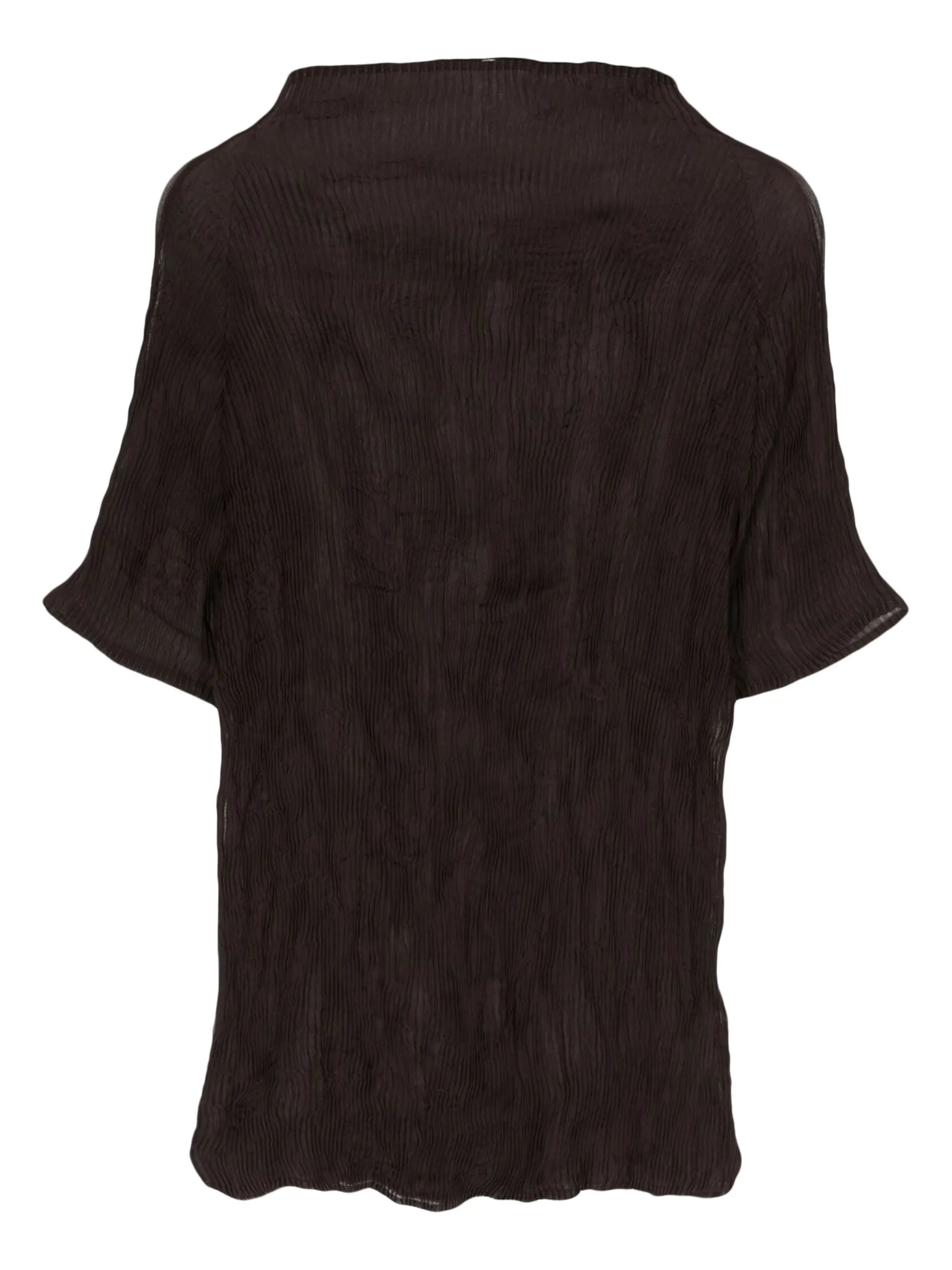 plissé mock-neck blouse