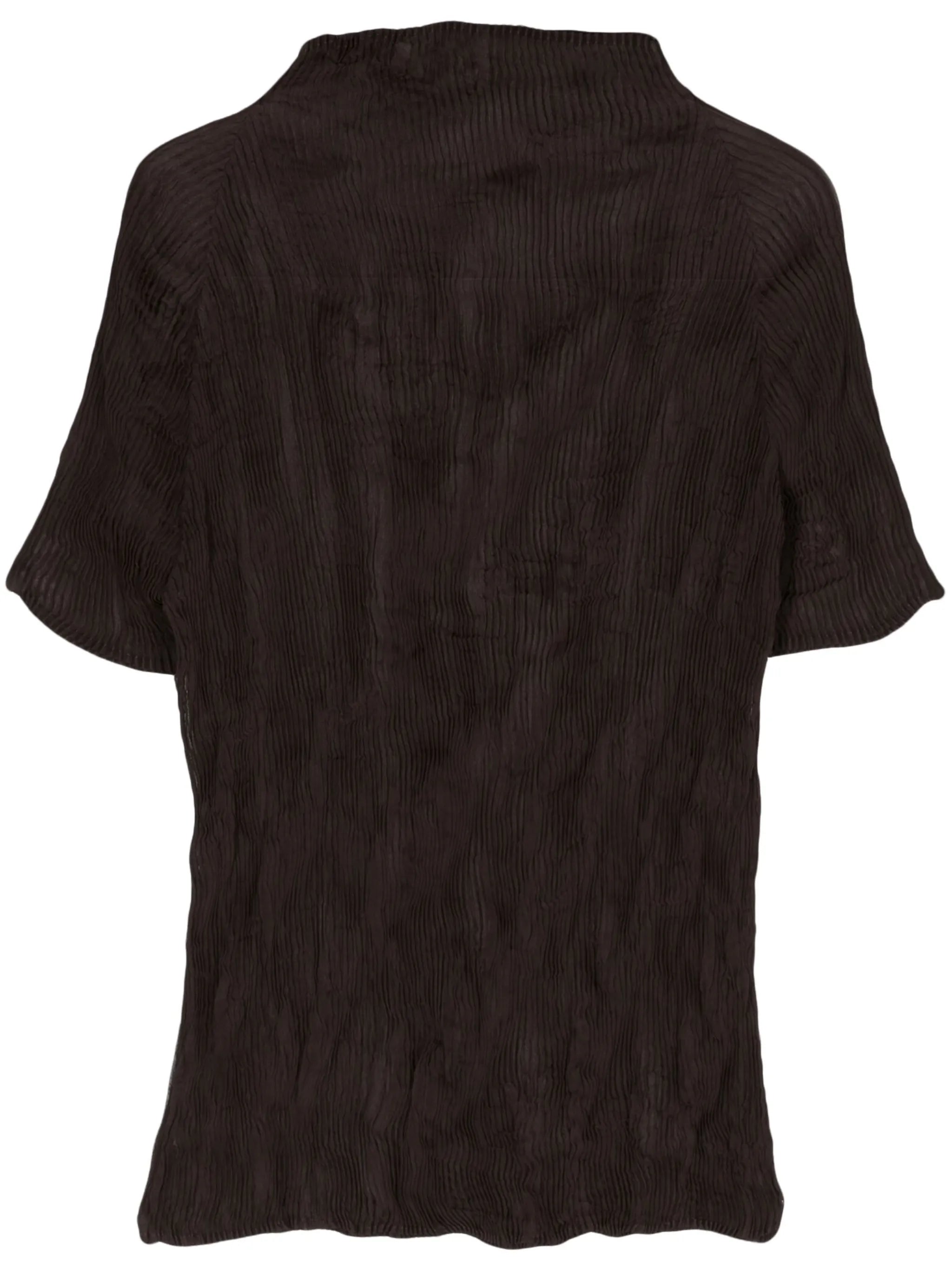 plissé mock-neck blouse