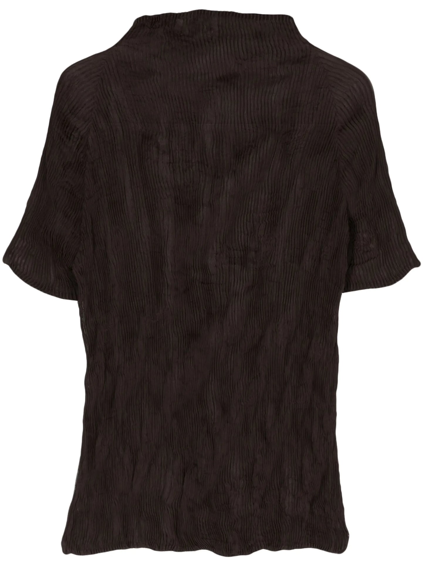 plissé mock-neck blouse