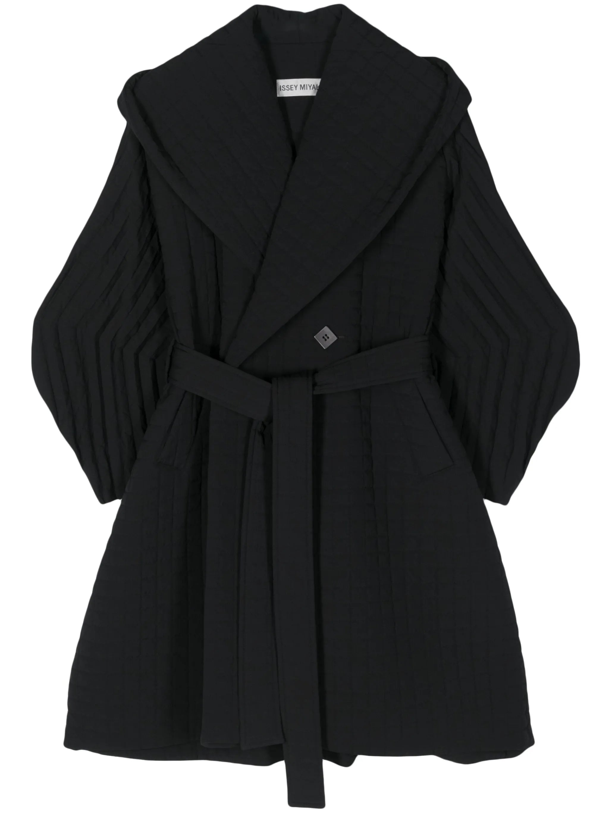 Pleated Grid hooded coat