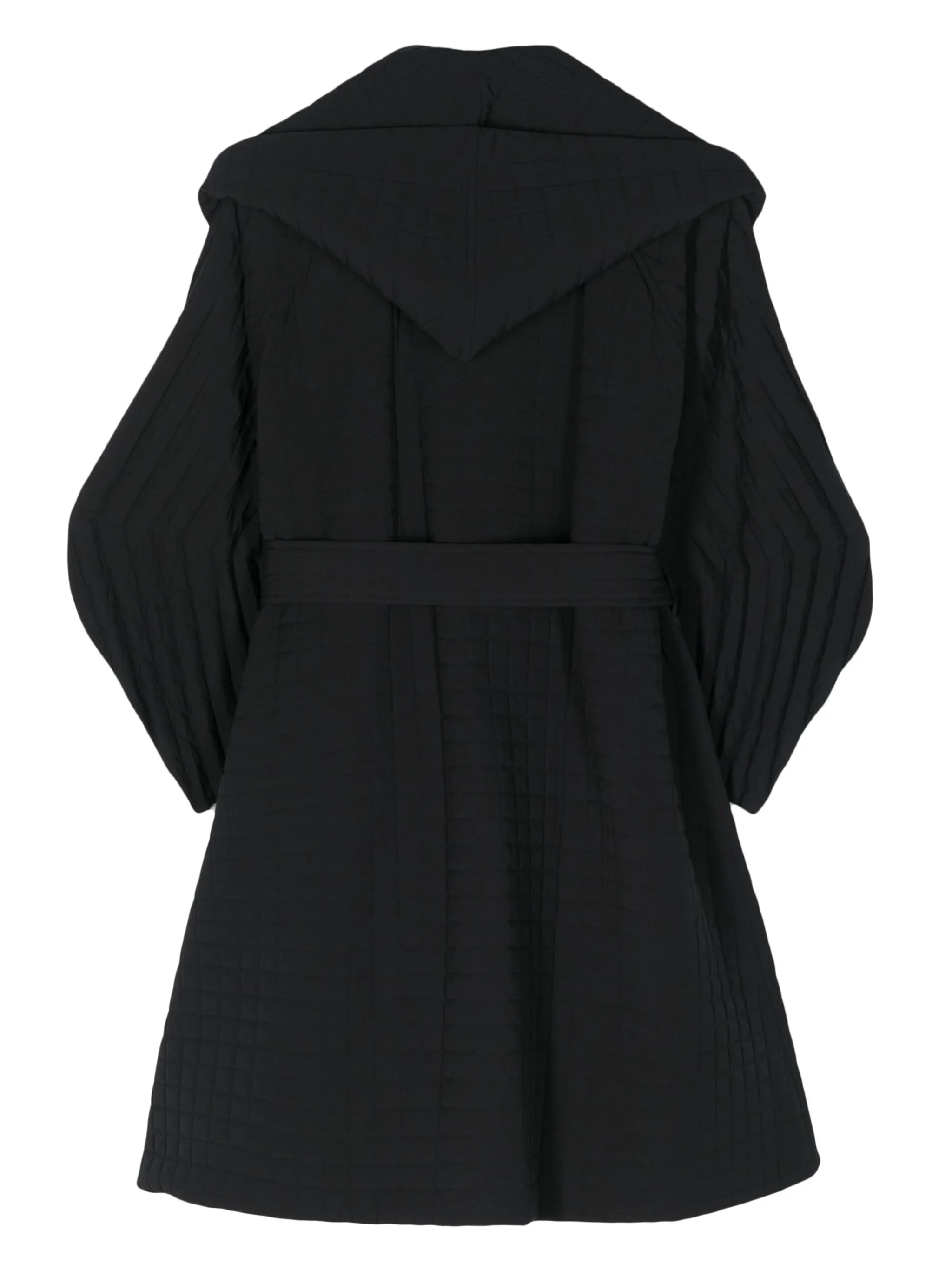 Pleated Grid hooded coat