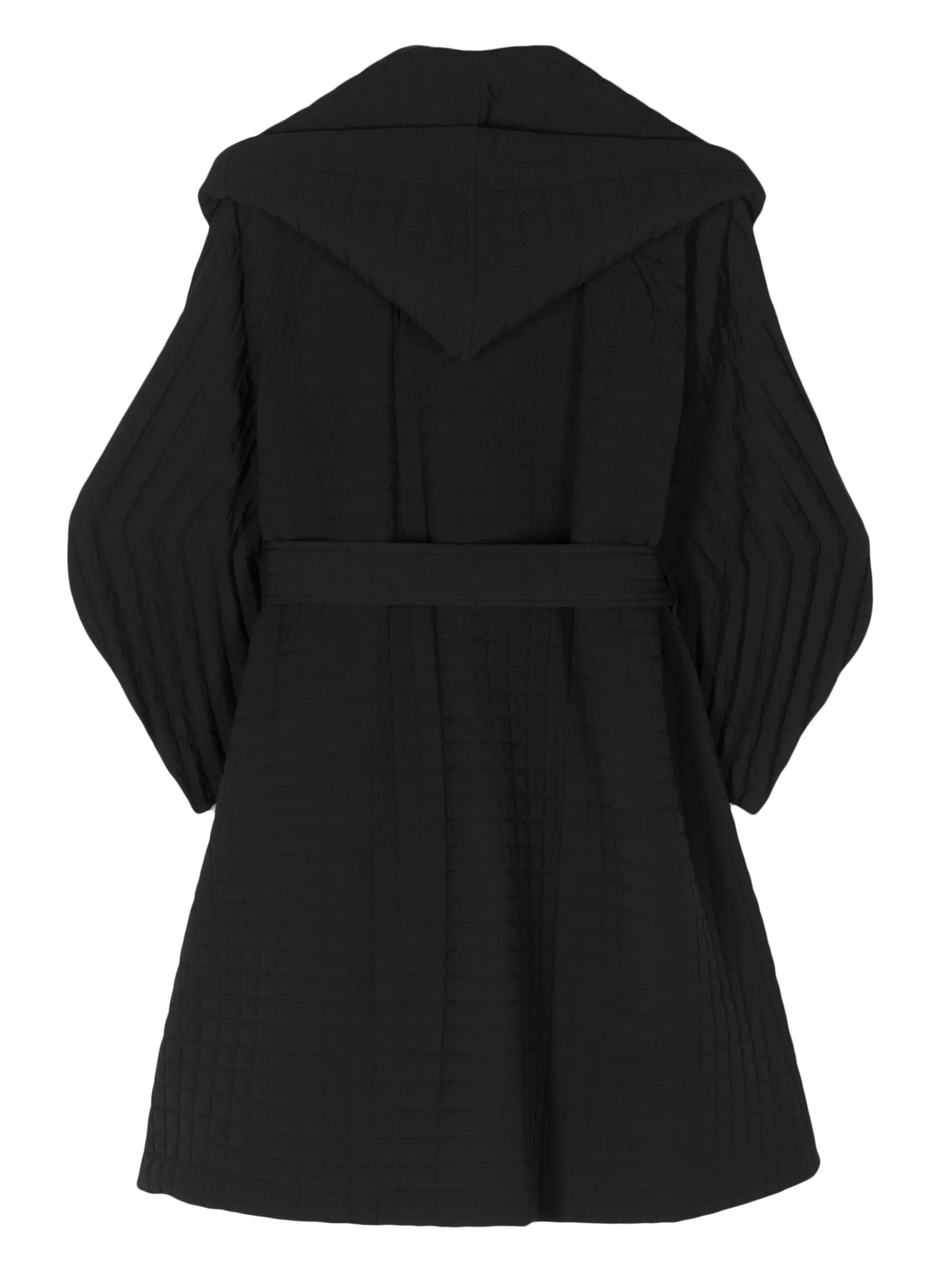 Pleated Grid hooded coat