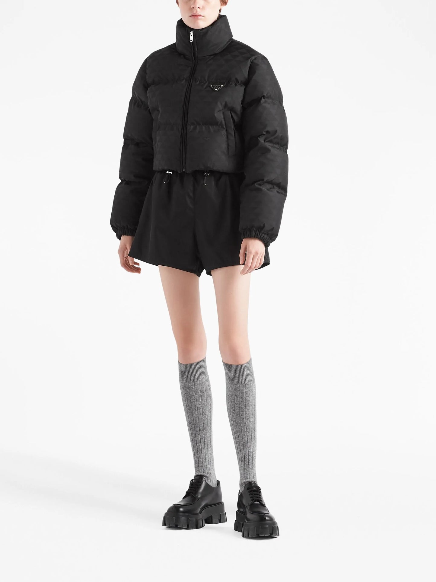 Re-Nylon cropped puffer jacket
