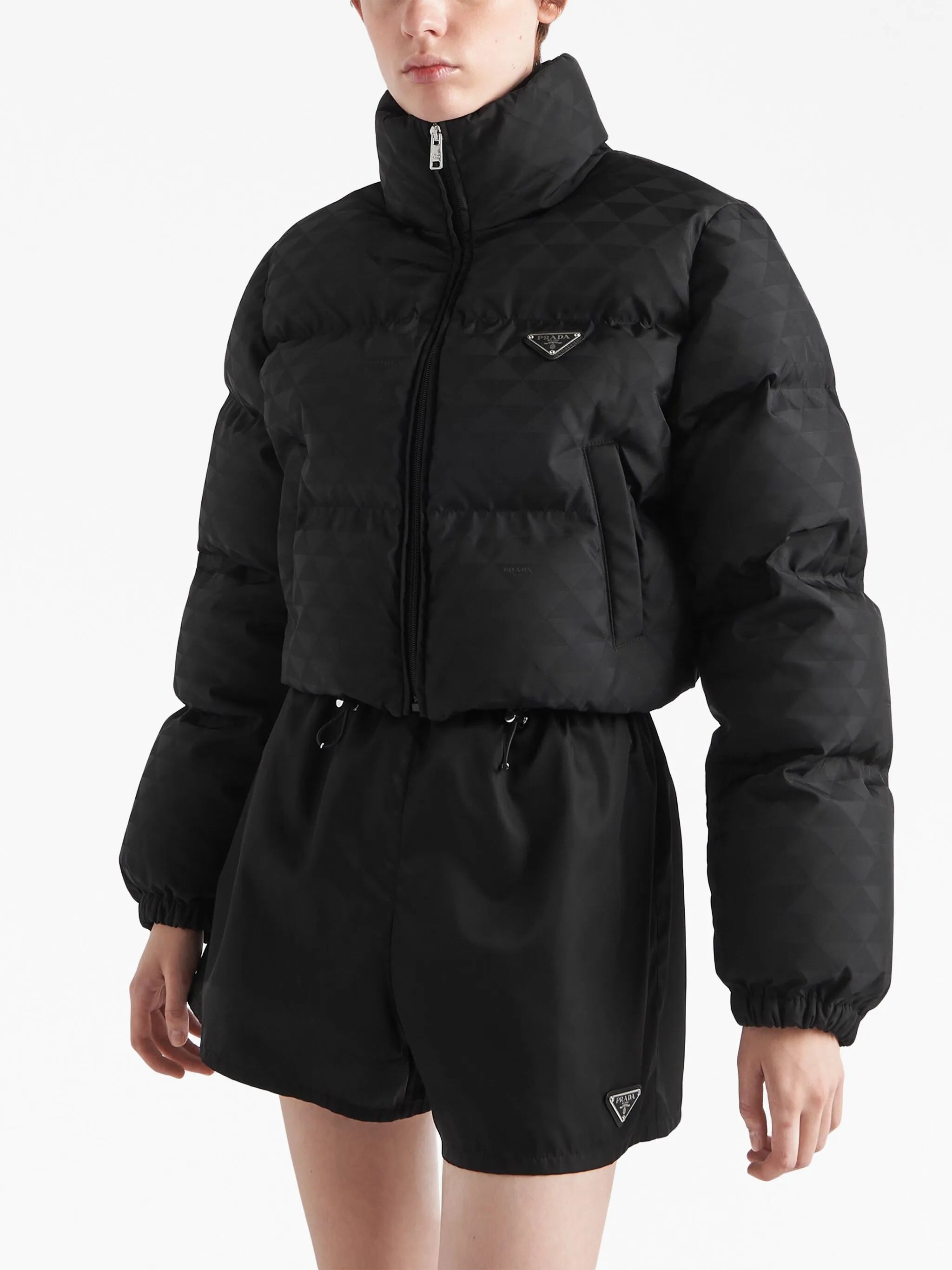 Re-Nylon cropped puffer jacket
