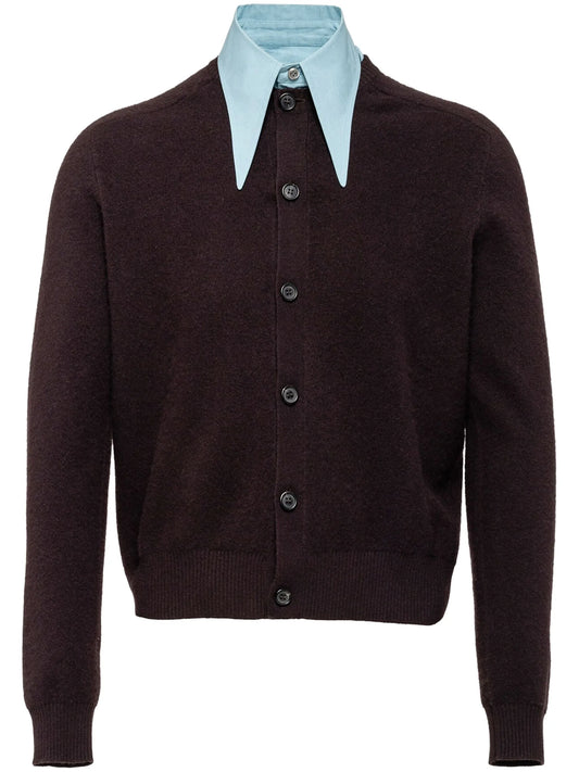 collar-detail cashmere cardigan