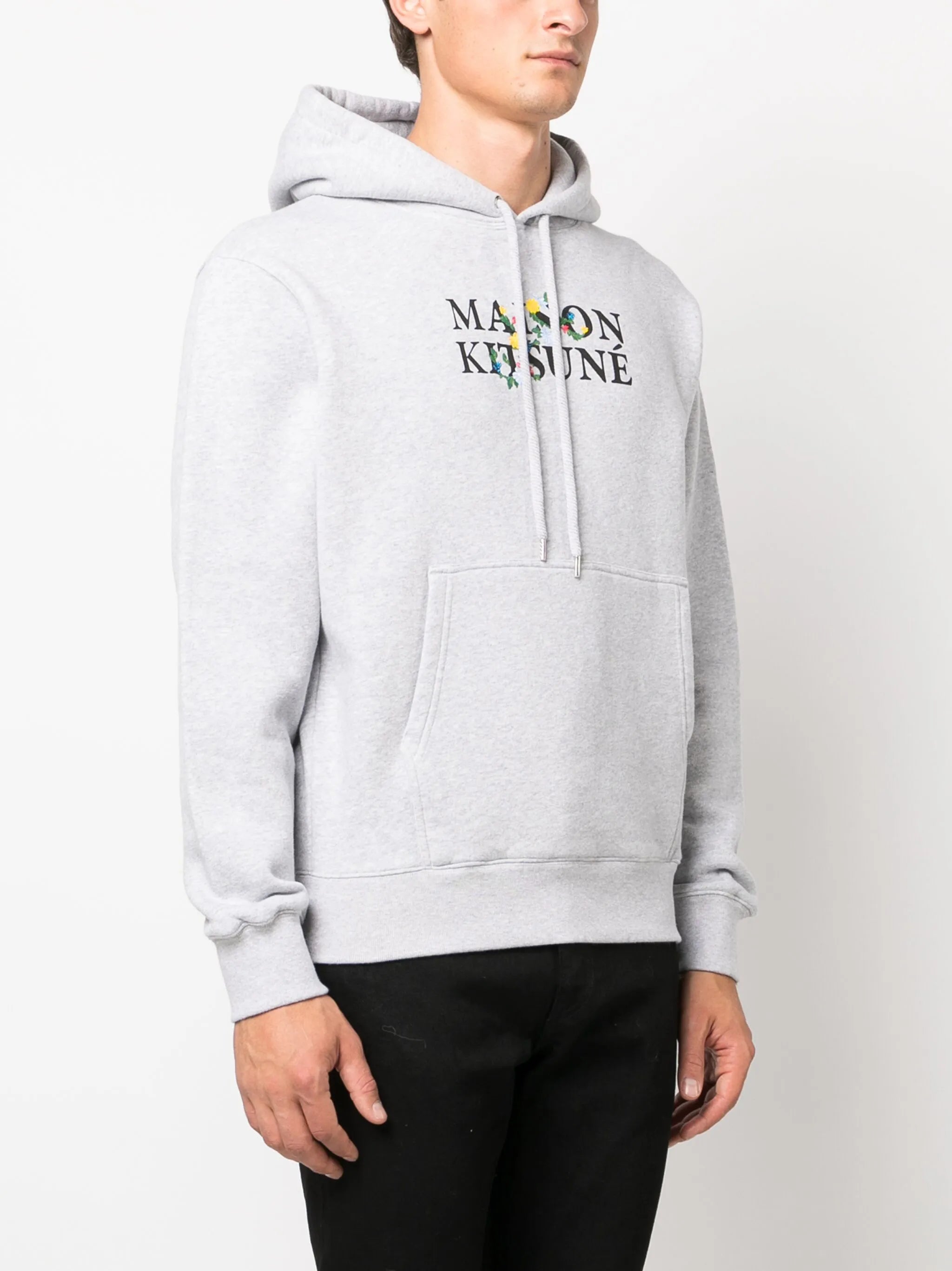logo-print drawstring cotton hoodie