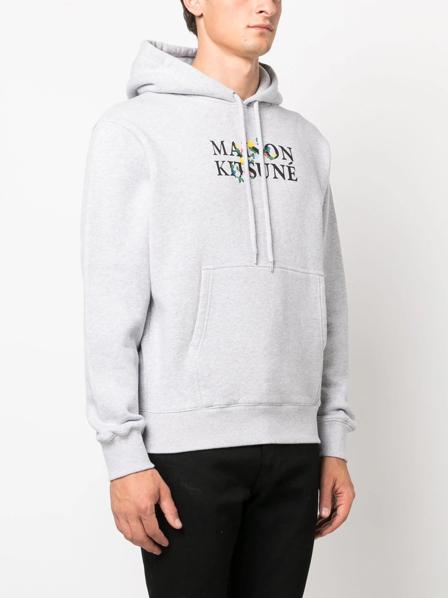 logo-print drawstring cotton hoodie