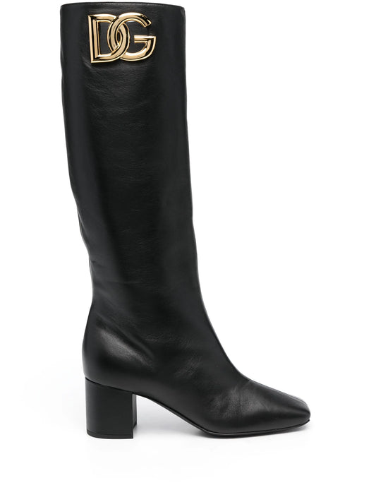 Jackie 60mm logo-plaque leather boots