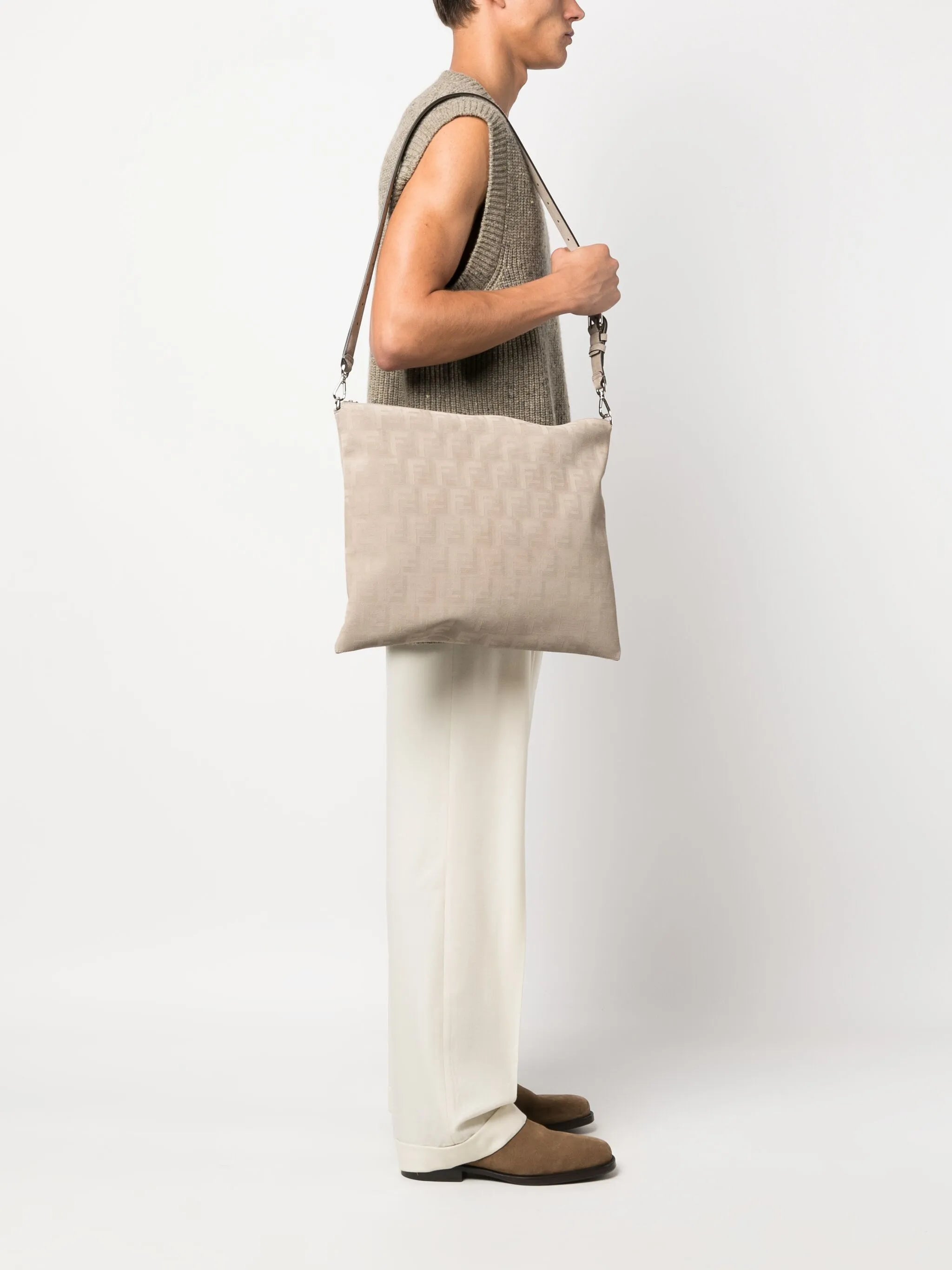FF-pattern leather tote bag