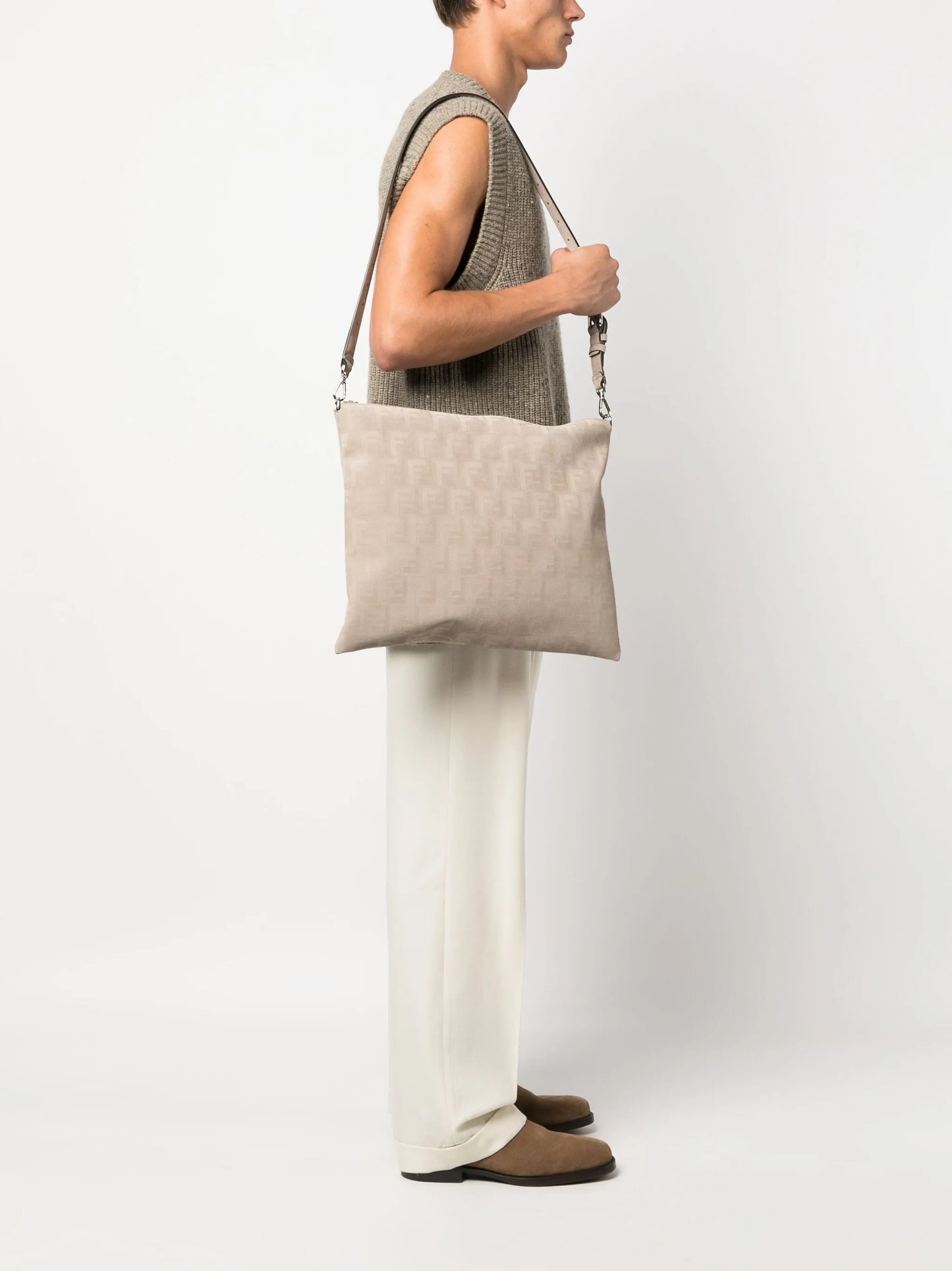 FF-pattern leather tote bag