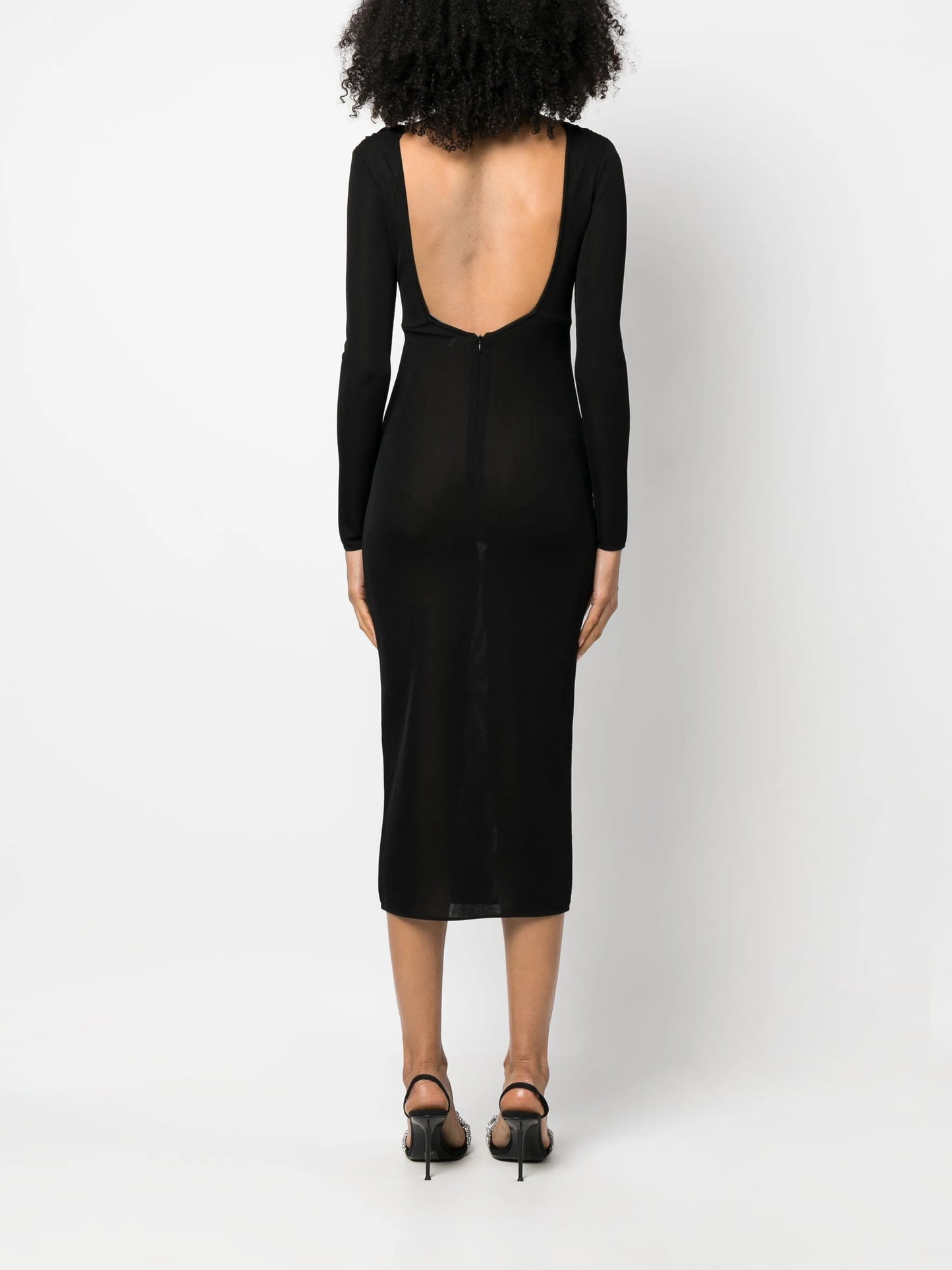 V-neck cut-out  midi dress