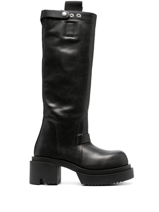 80mm polished-leather knee-high boots