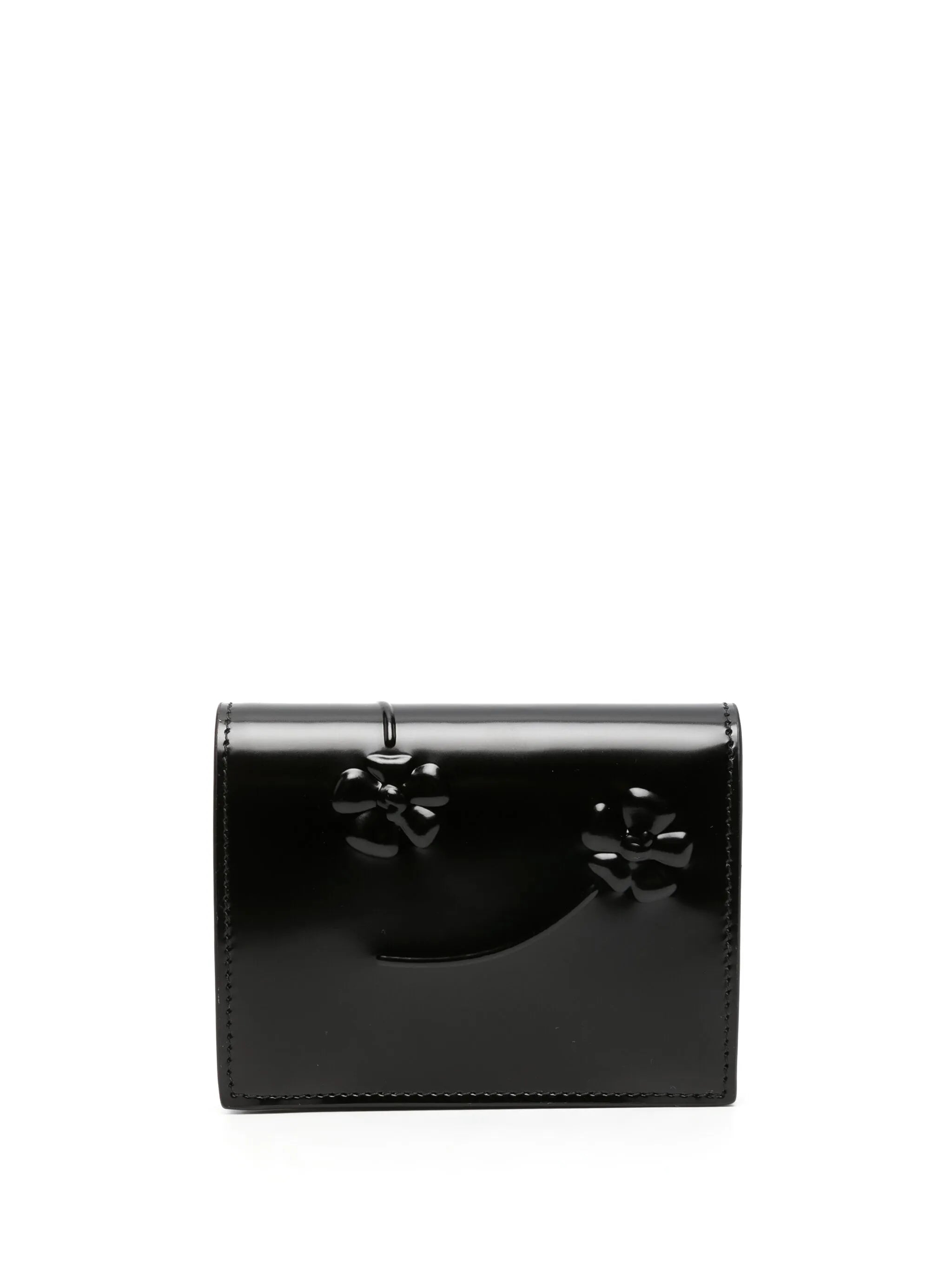 logo-plaque floral-embossed patent wallet