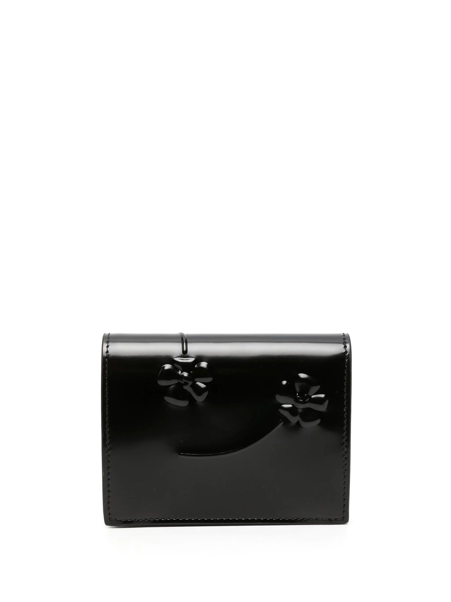 logo-plaque floral-embossed patent wallet
