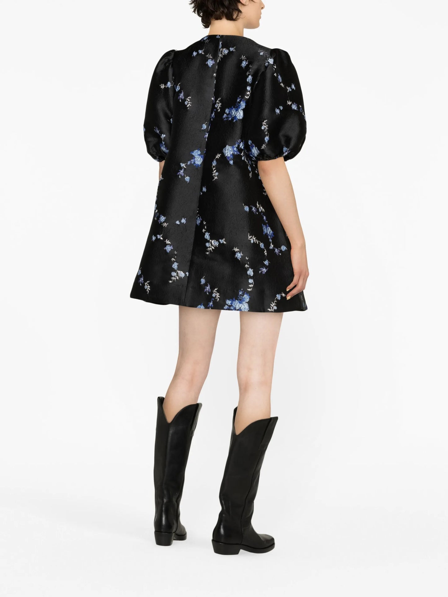 floral-jacquard minidress