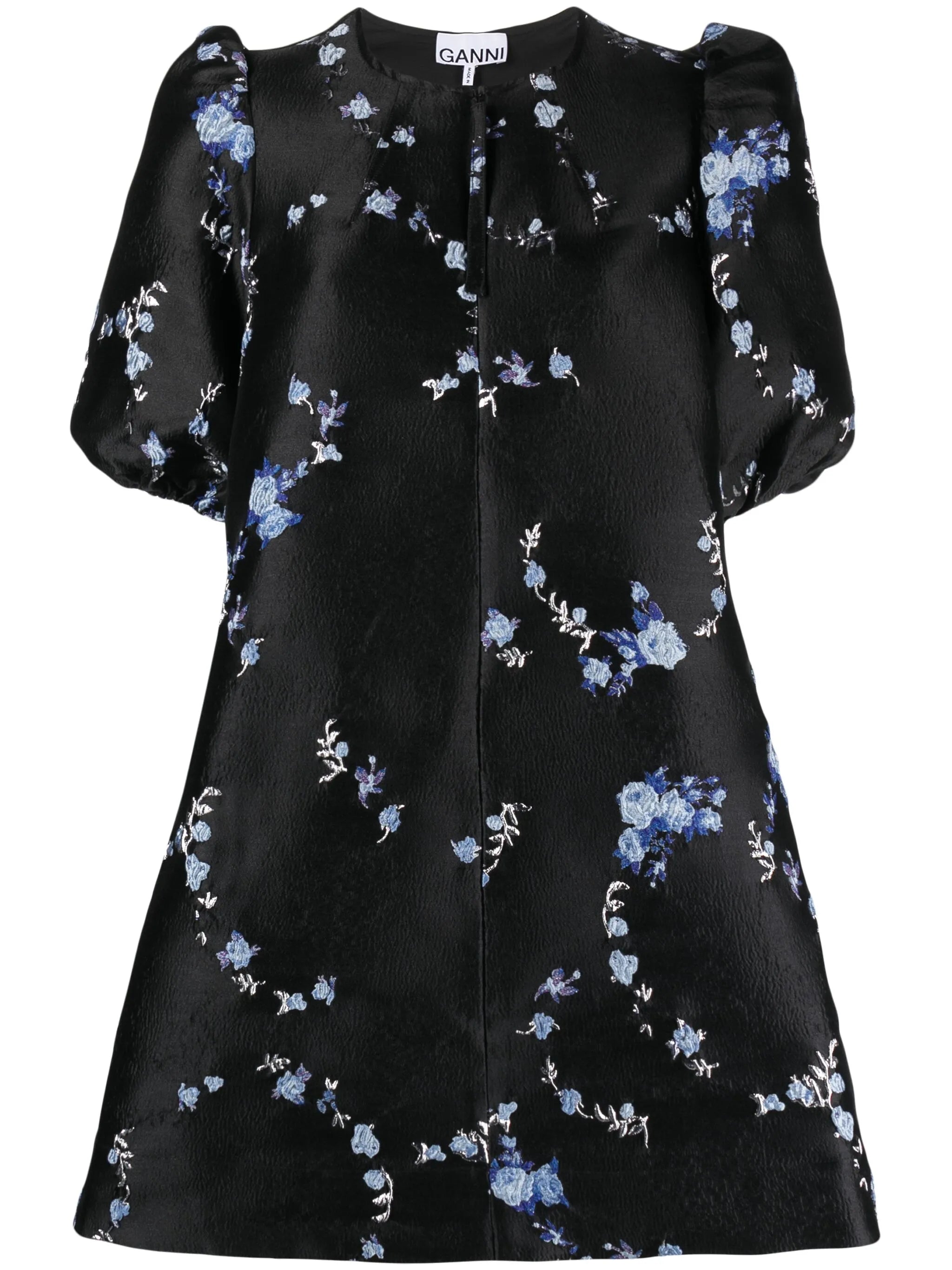 floral-jacquard minidress