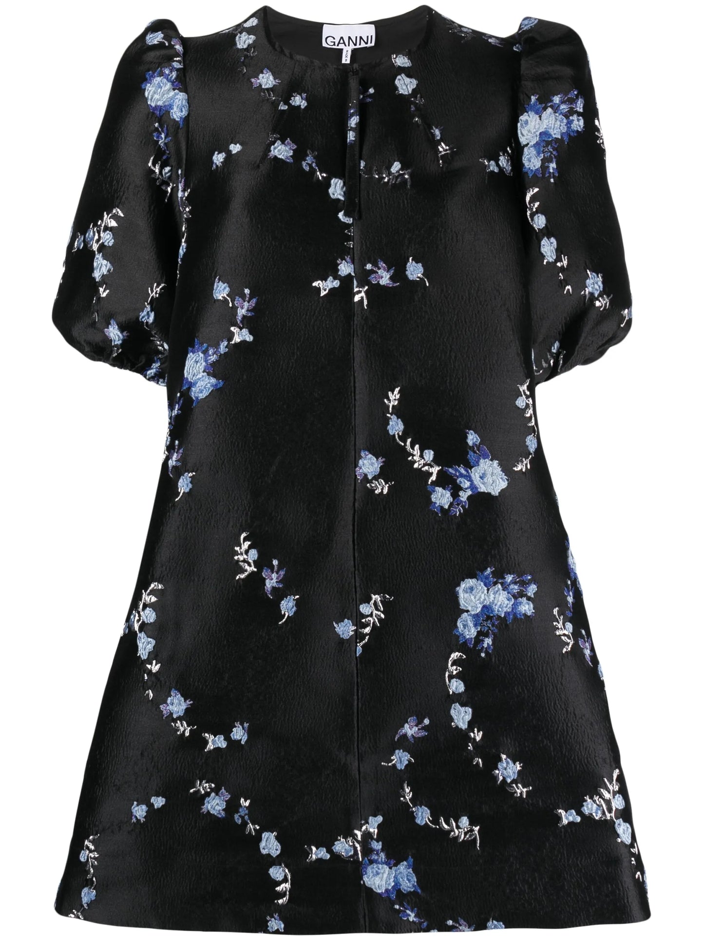 floral-jacquard minidress