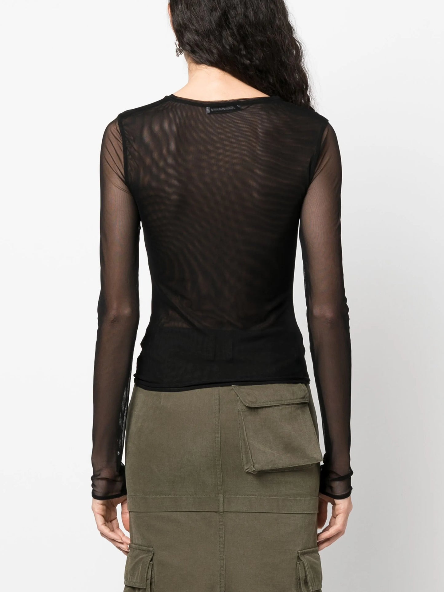 butterfly-embellished mesh top