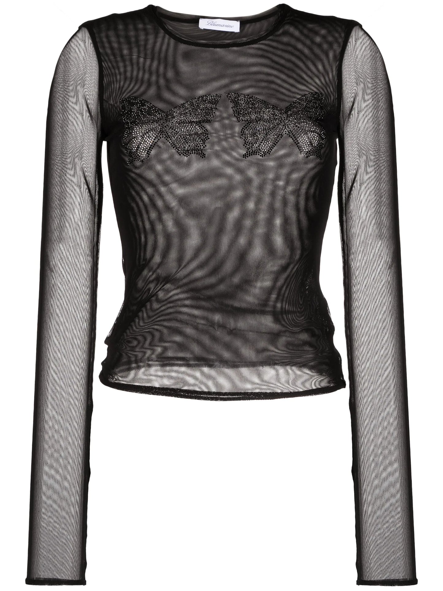 butterfly-embellished mesh top