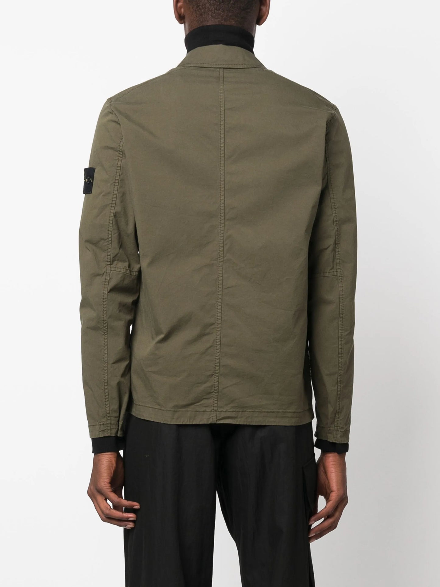 Compass-patch zip-up overshirt