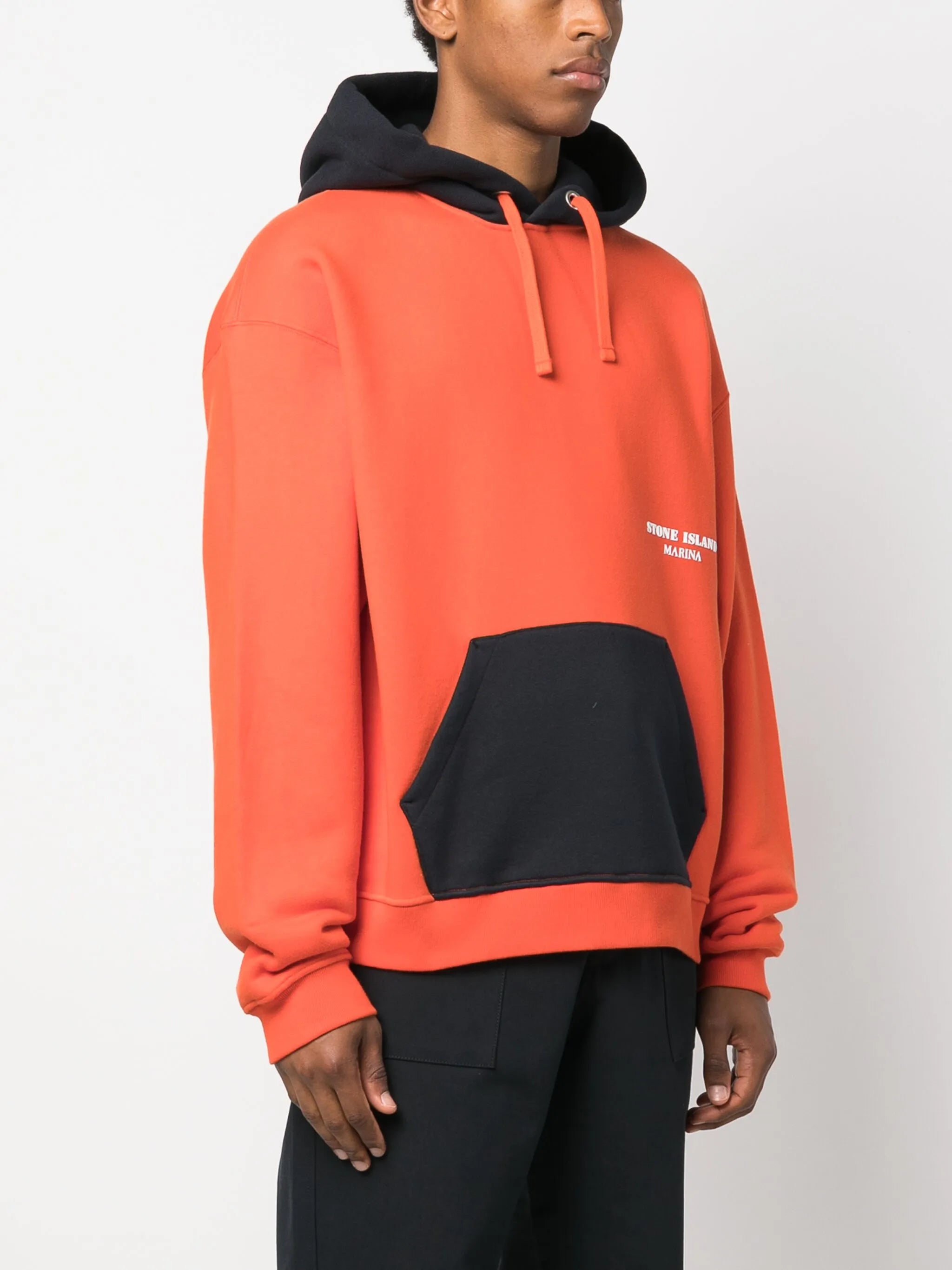 colour-block cotton hoodie