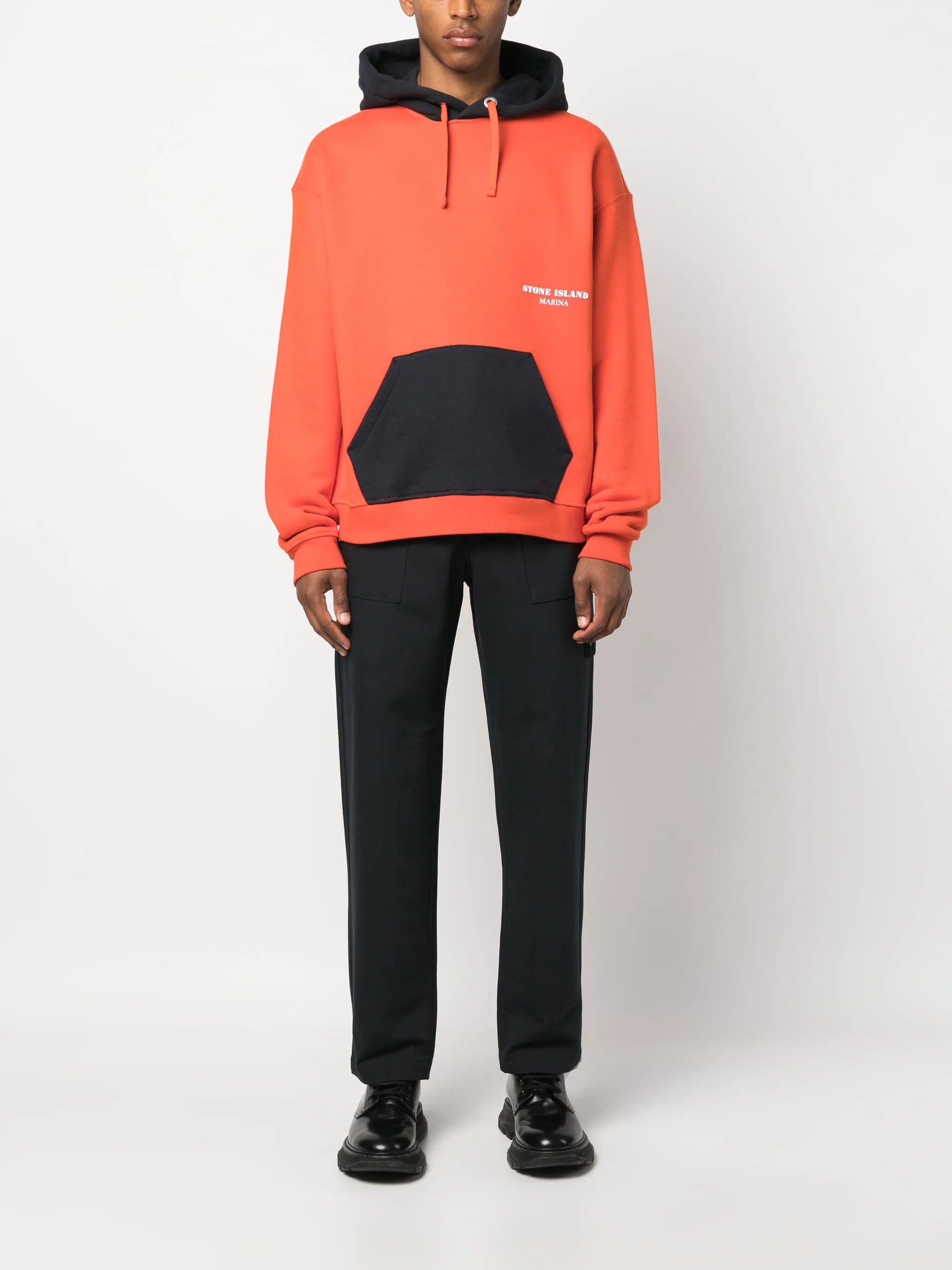 colour-block cotton hoodie