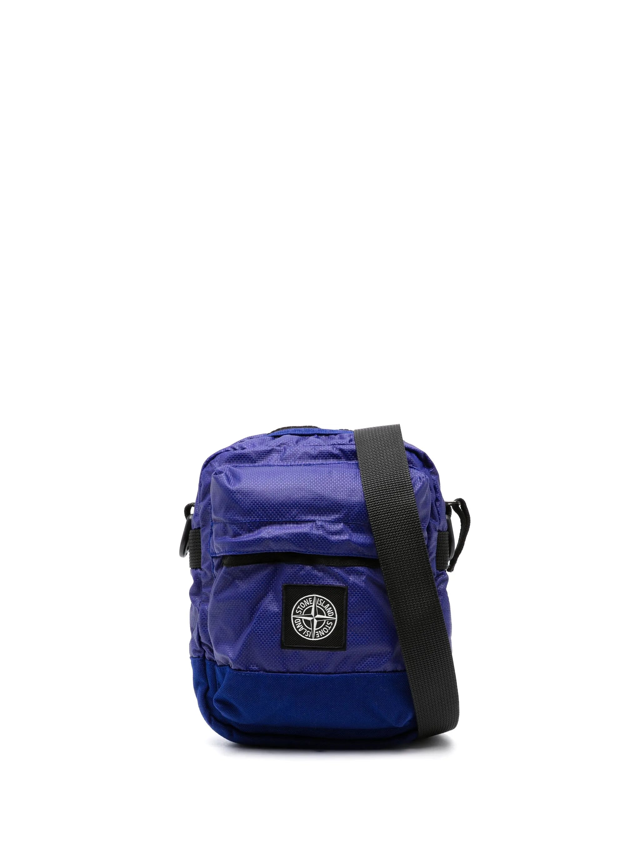 logo-patch coated-cotton messenger bag
