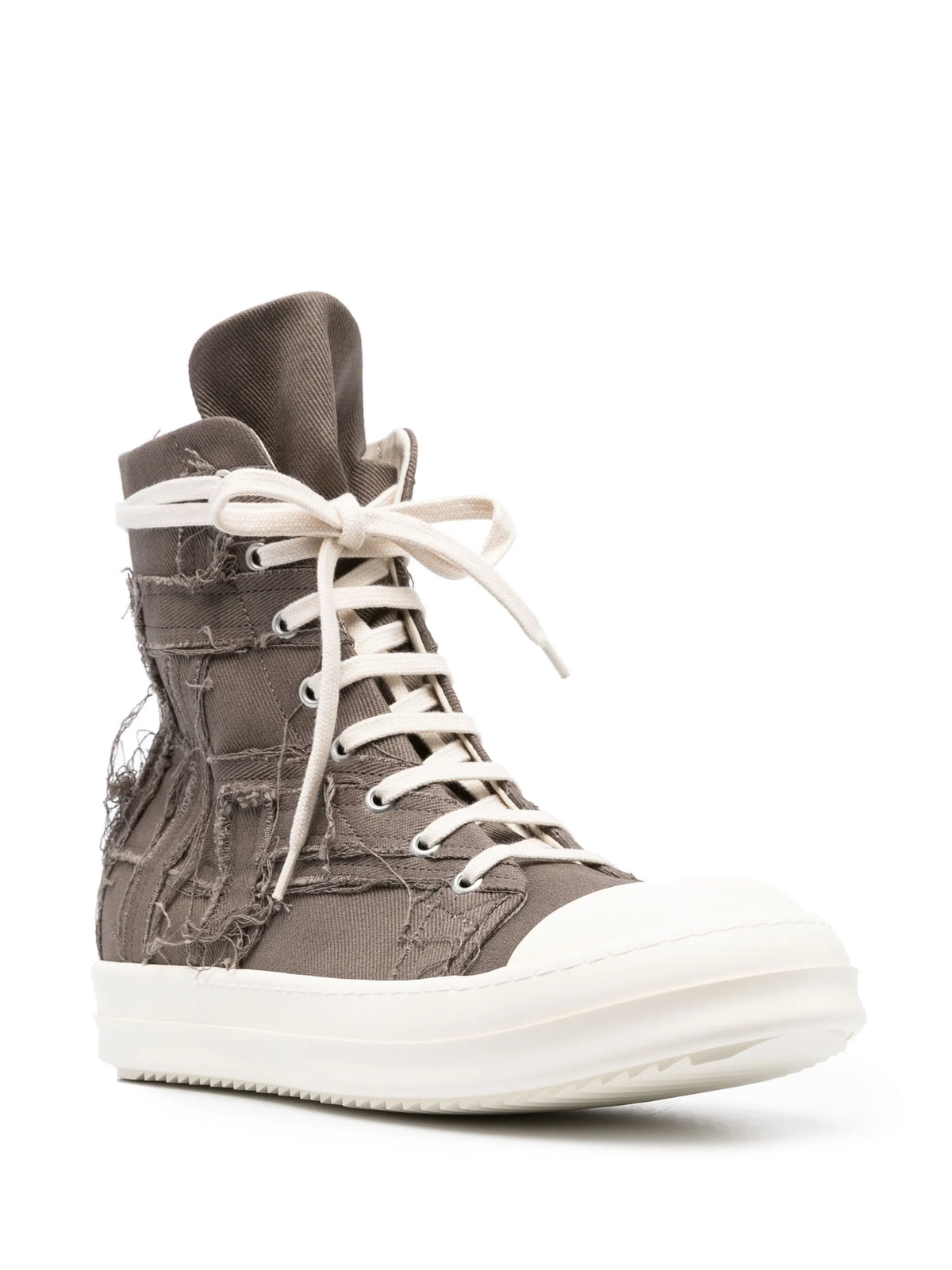 distressed panelled high-top sneakers
