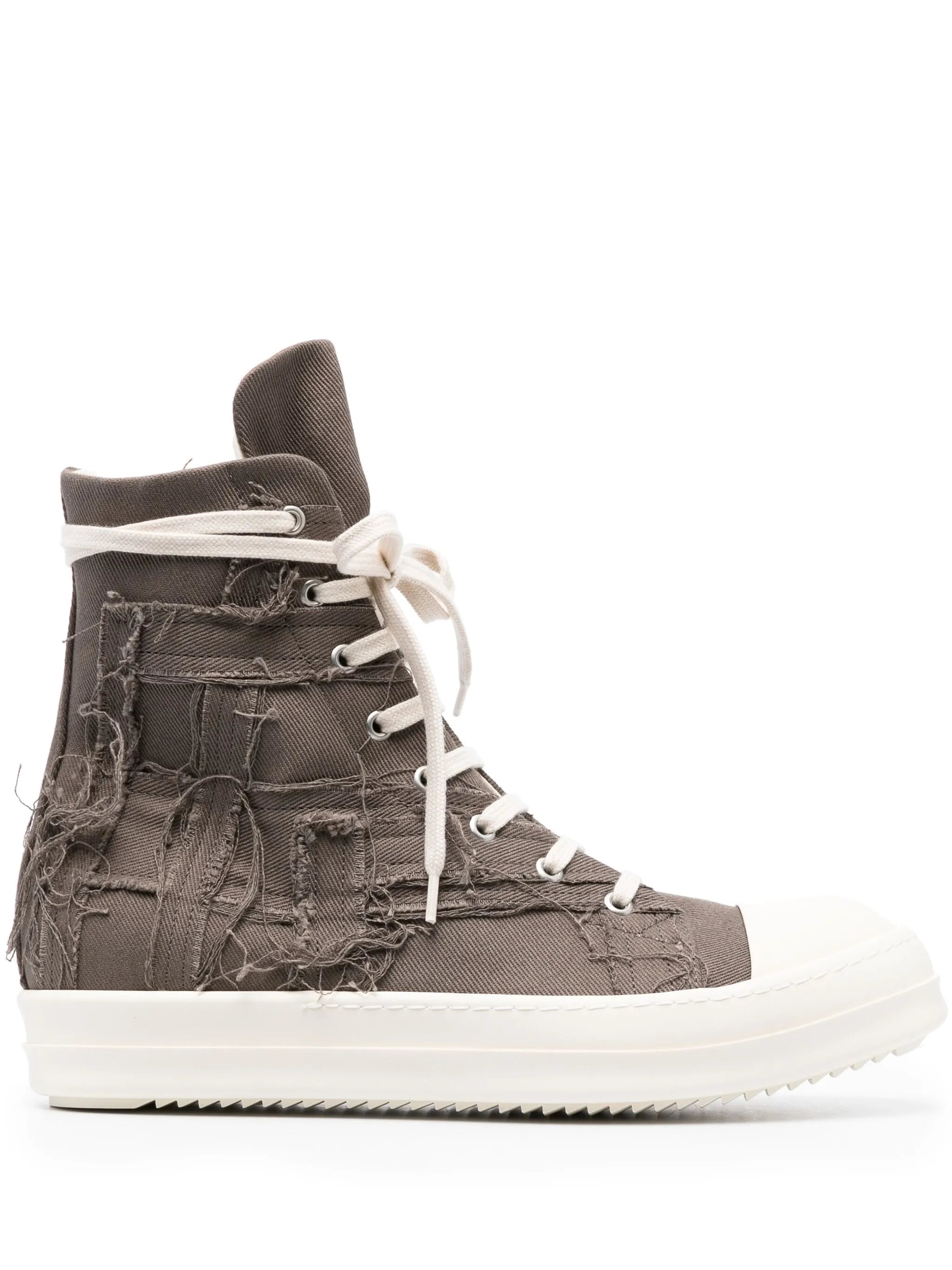 distressed panelled high-top sneakers