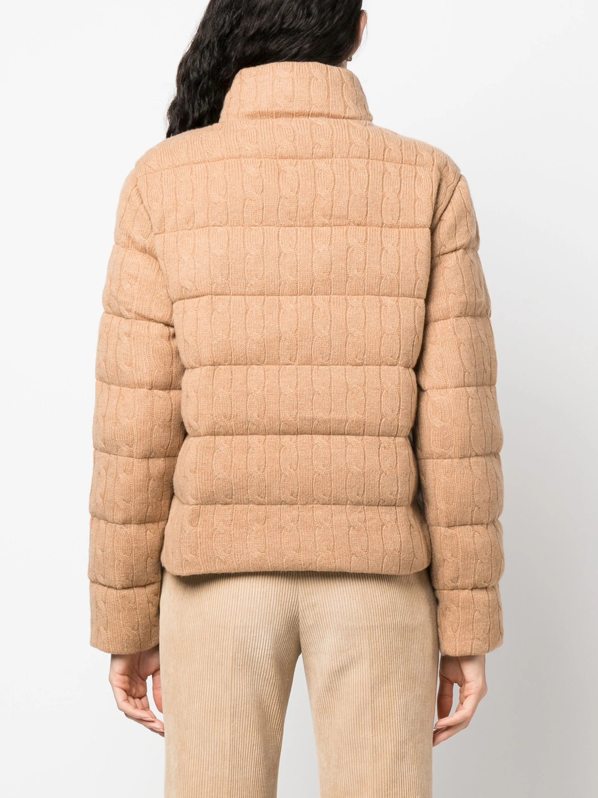 Polo Pony-motif cable-knit quilted jacket