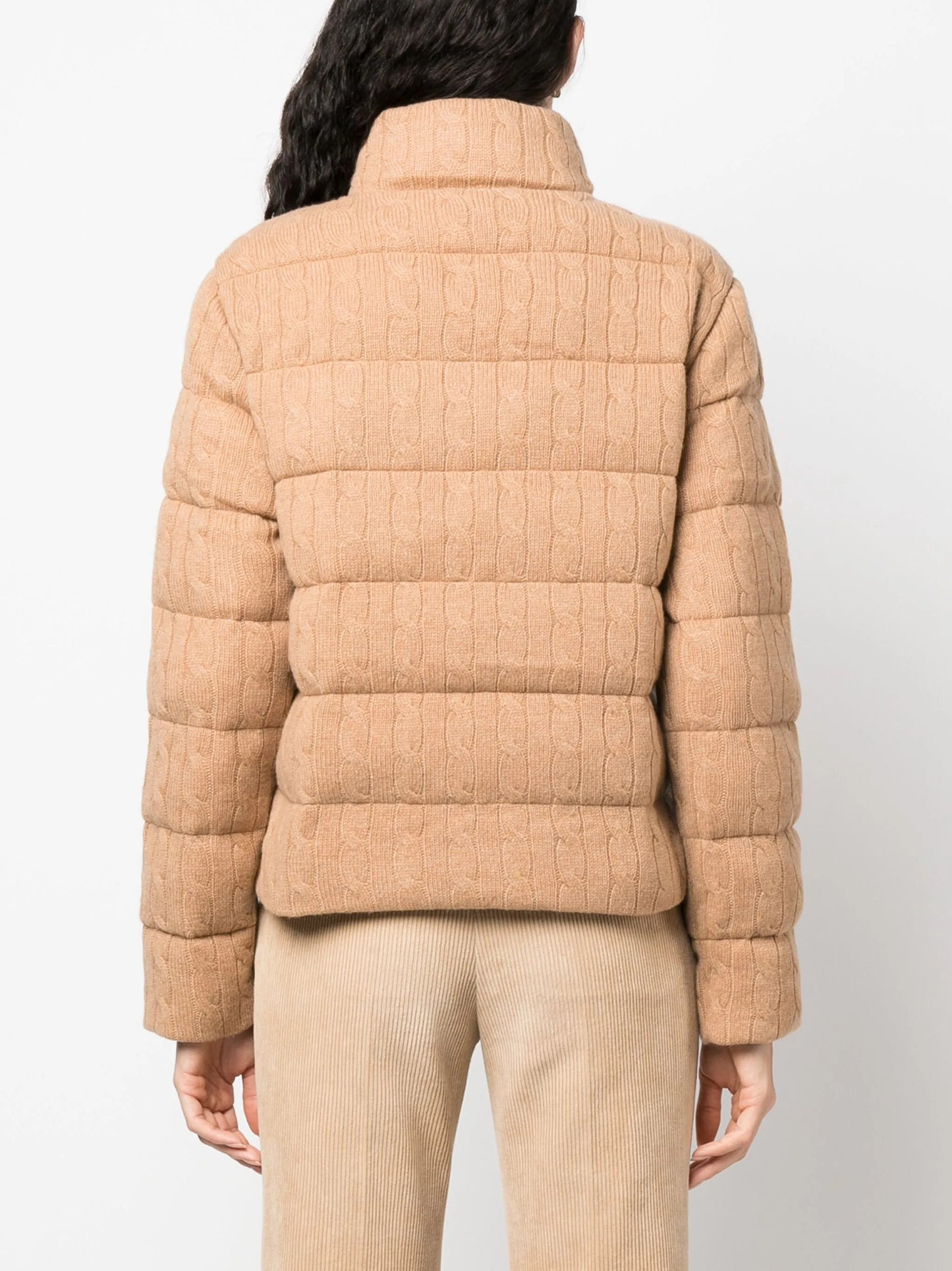 Polo Pony-motif cable-knit quilted jacket