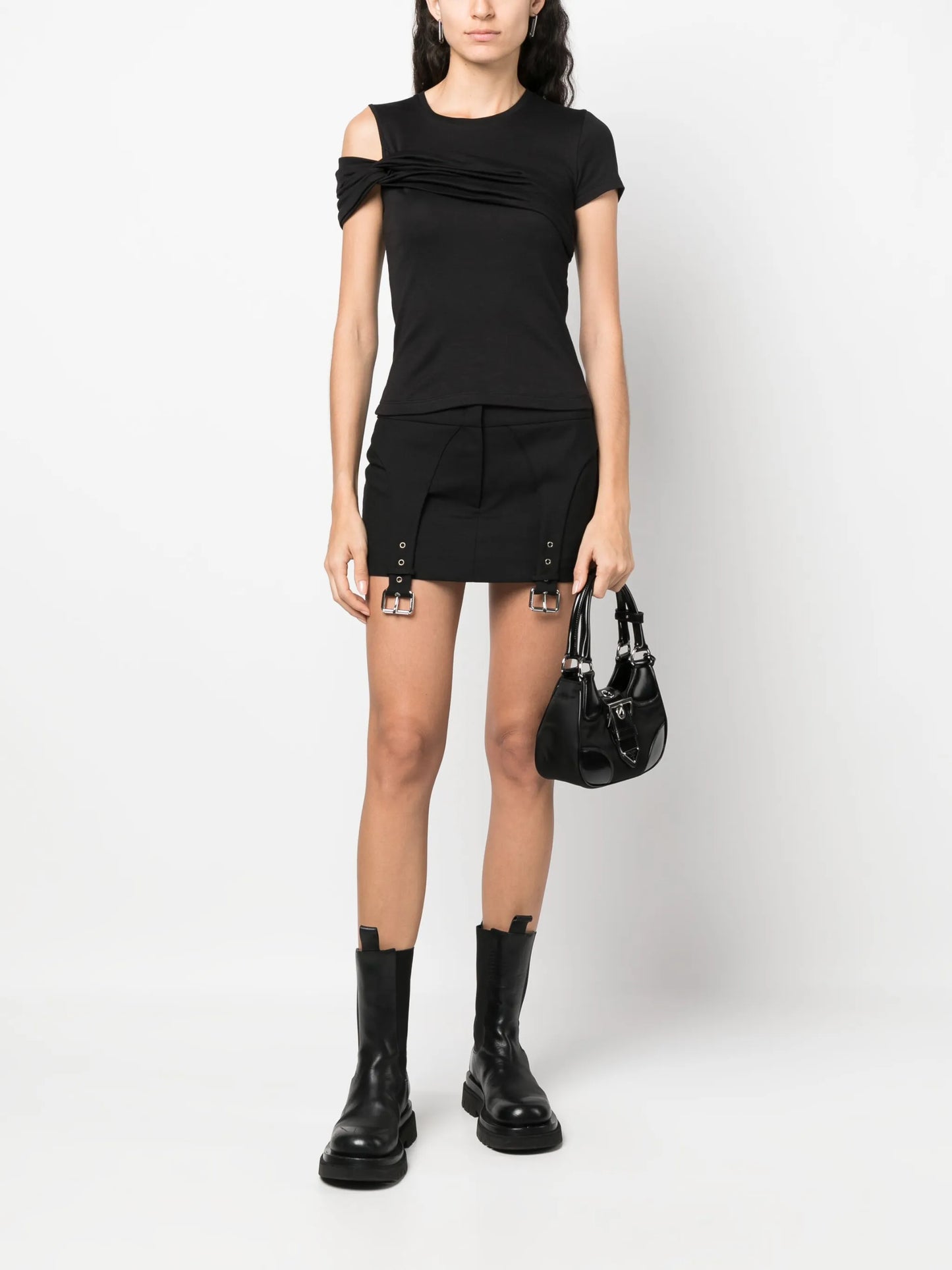 buckle-detail straight miniskirt