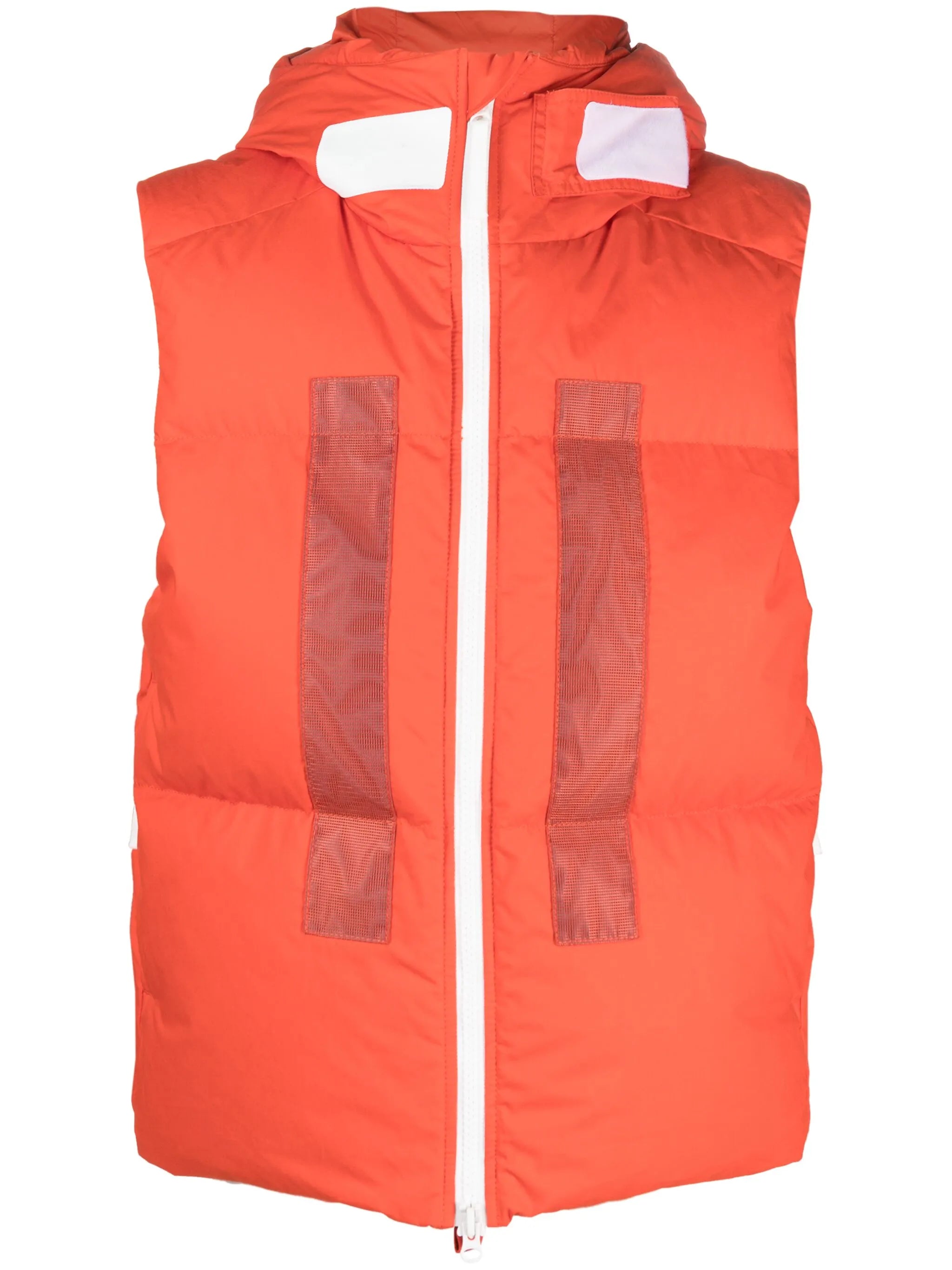 logo-print hooded down gilet