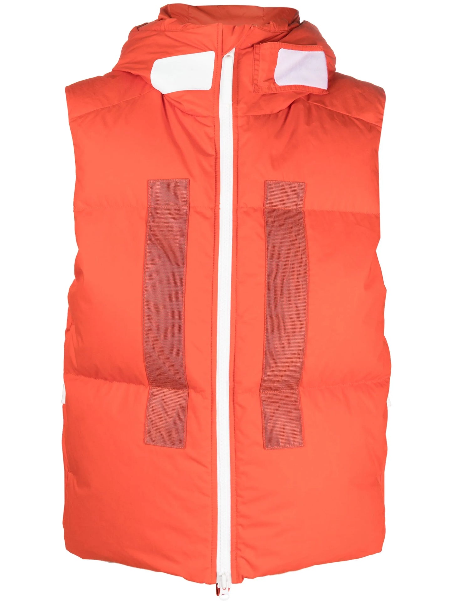 logo-print hooded down gilet