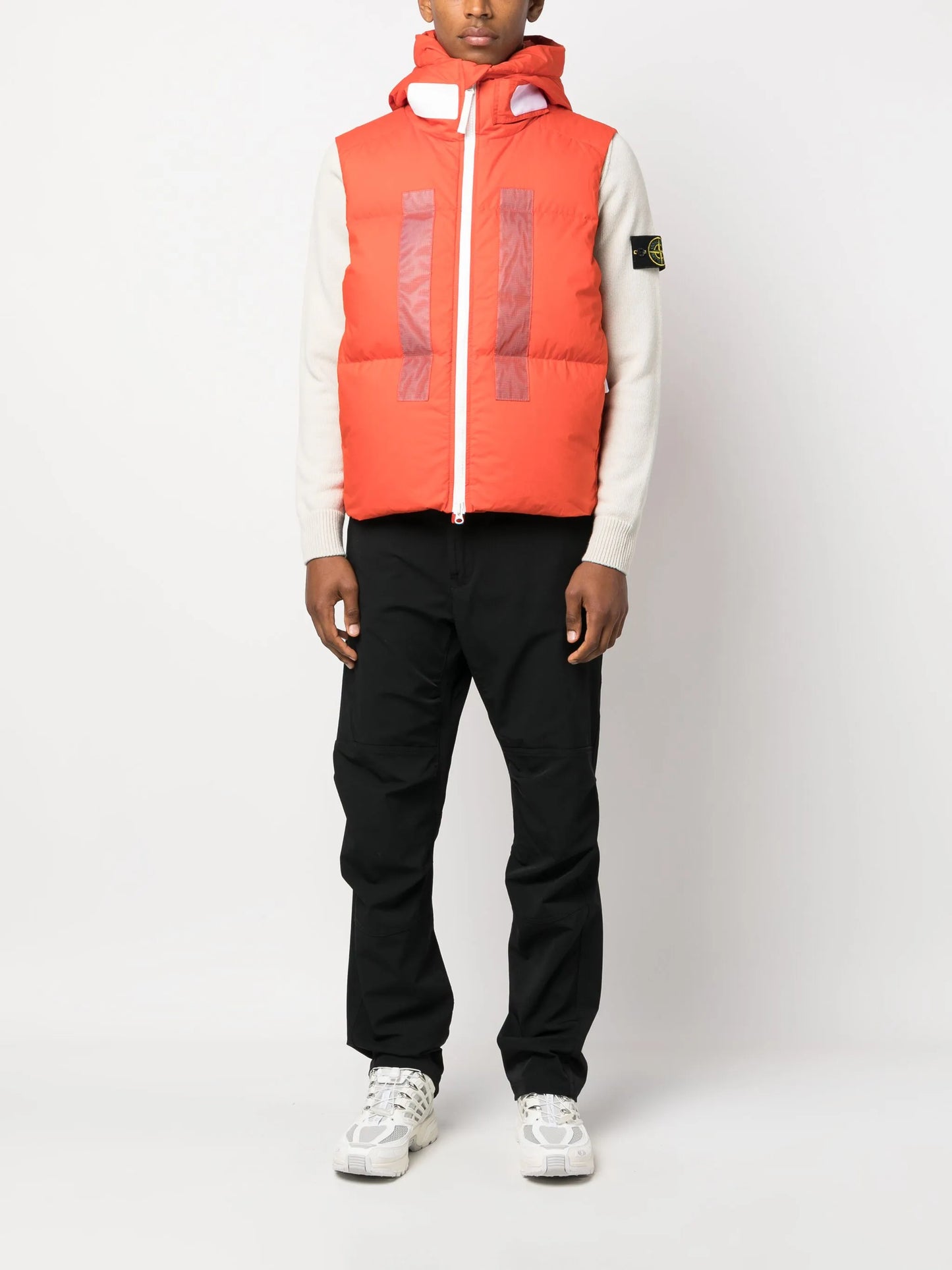 logo-print hooded down gilet