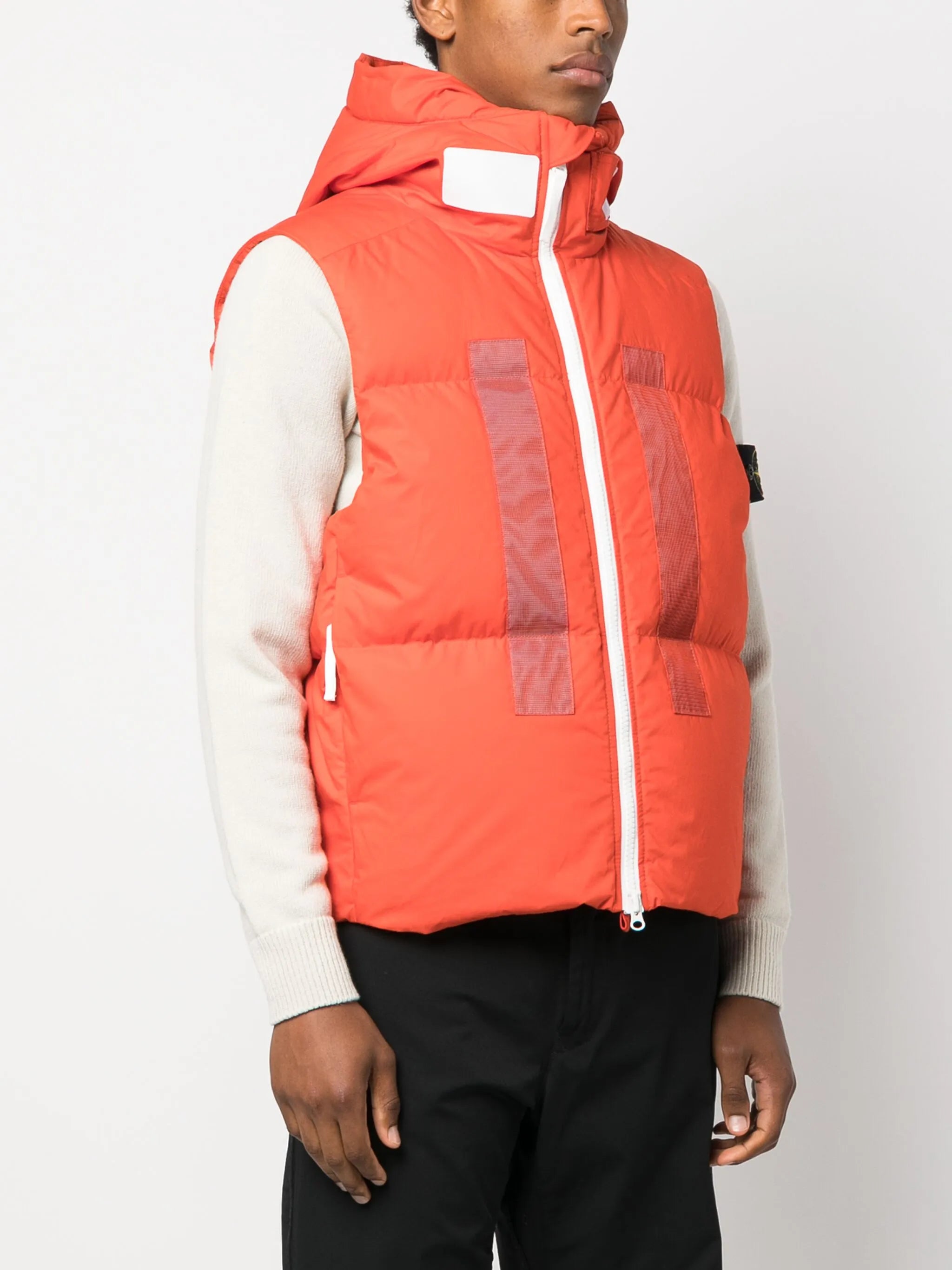 logo-print hooded down gilet