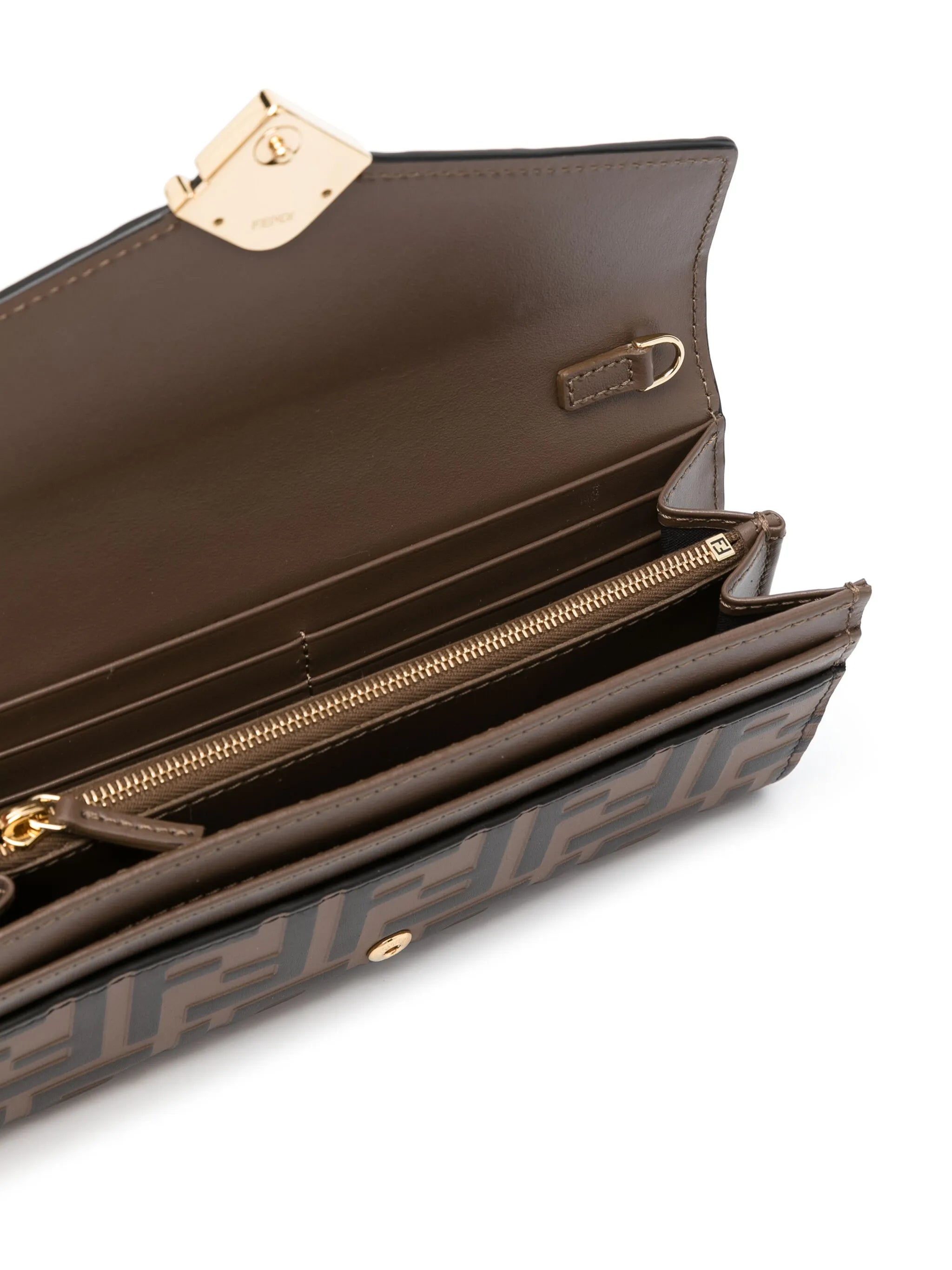FF Diamonds leather chain wallet