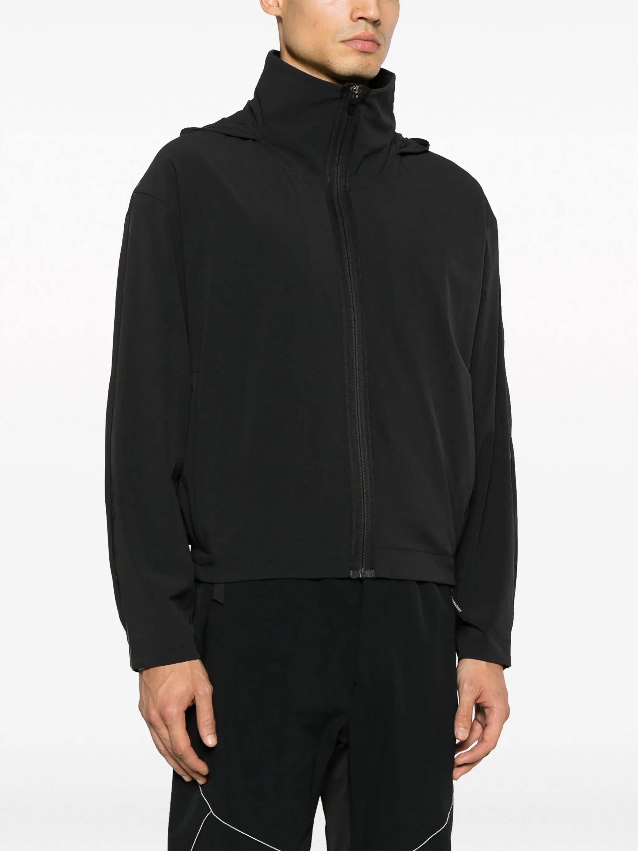 zip-fastening hooded jacket