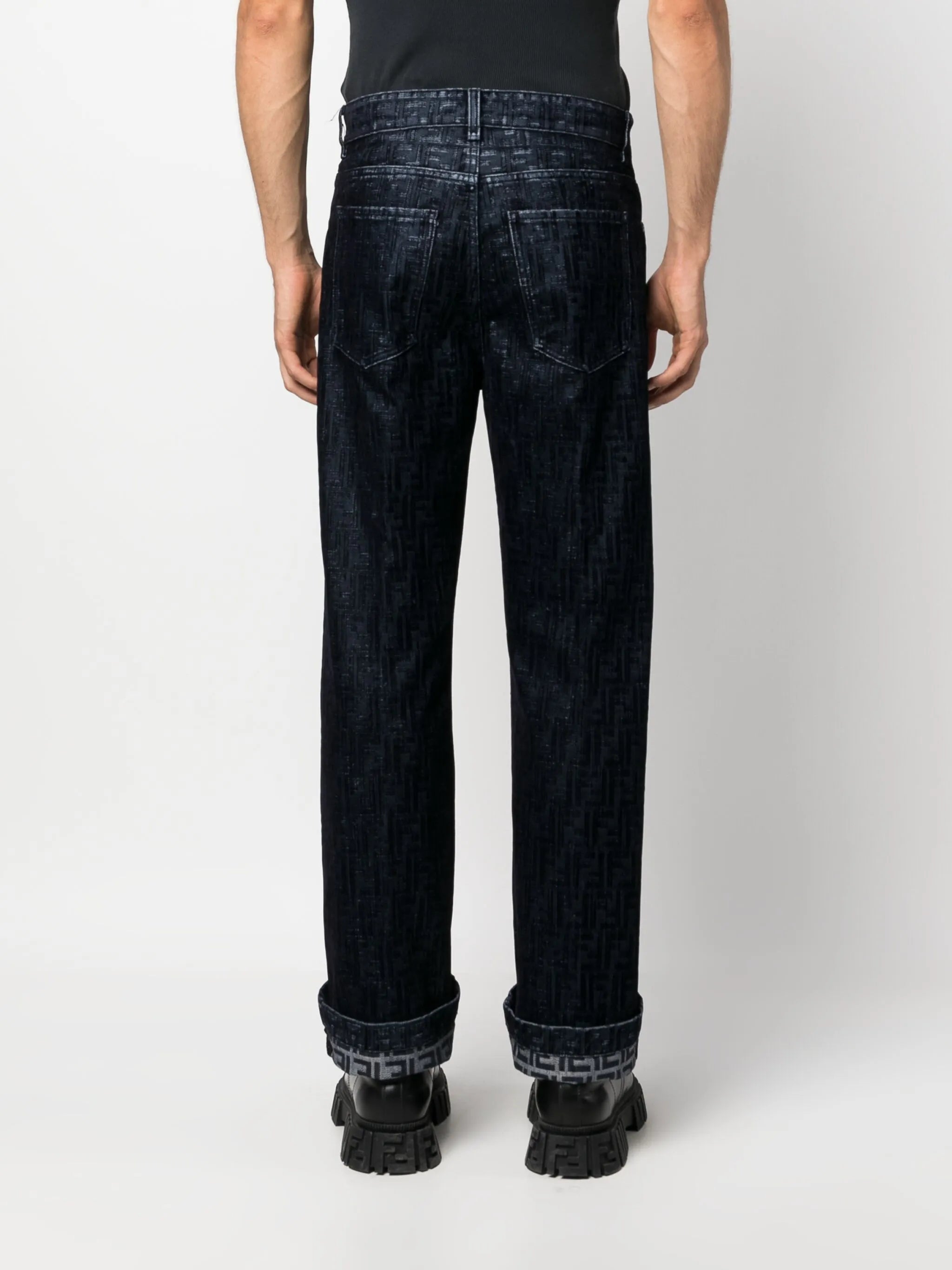 FF-motif flocked jeans