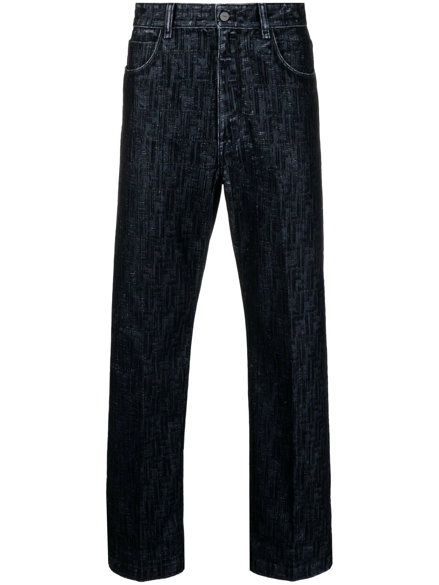 FF-motif flocked jeans