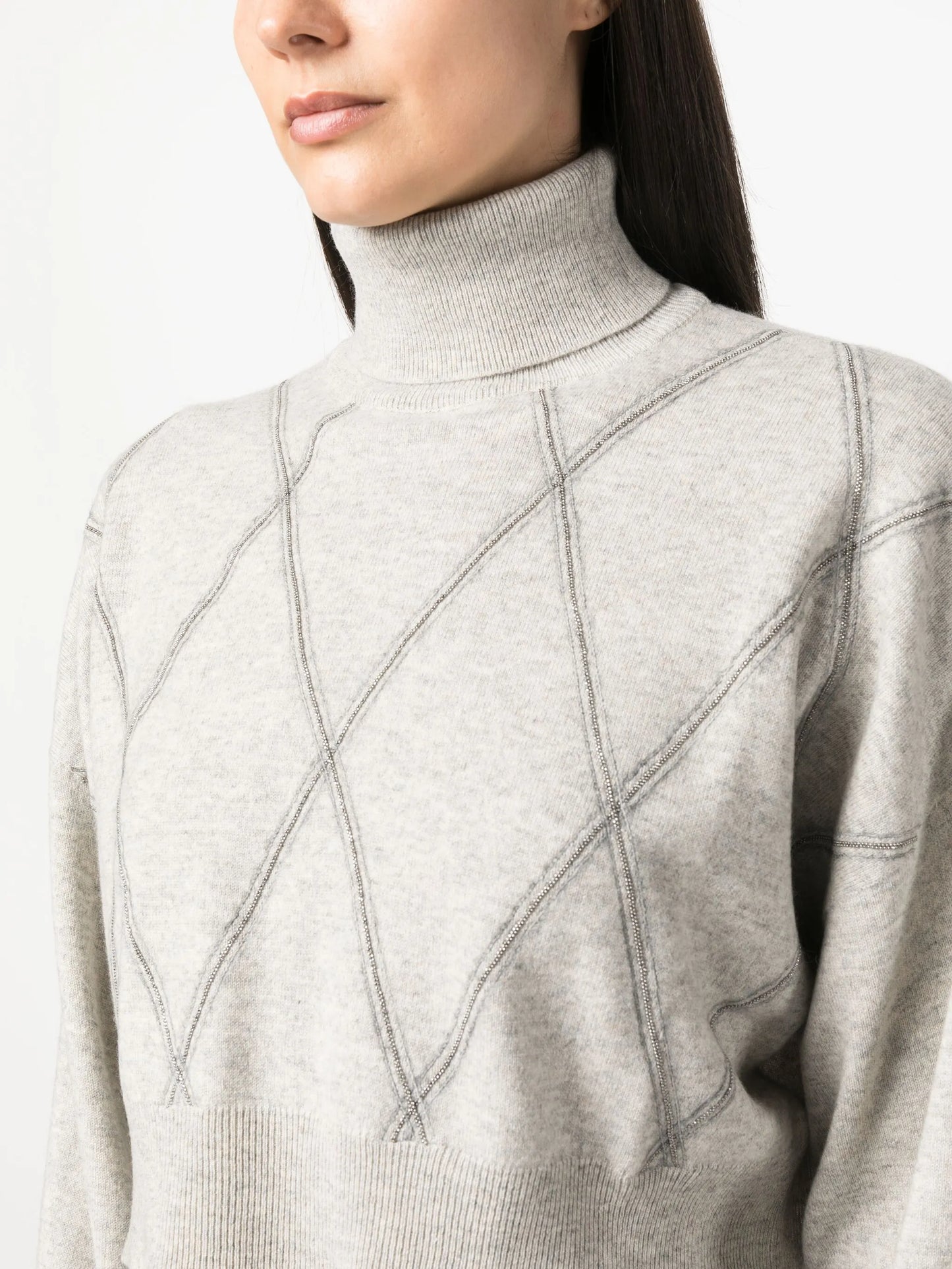 bead-detailing wool-blend jumper