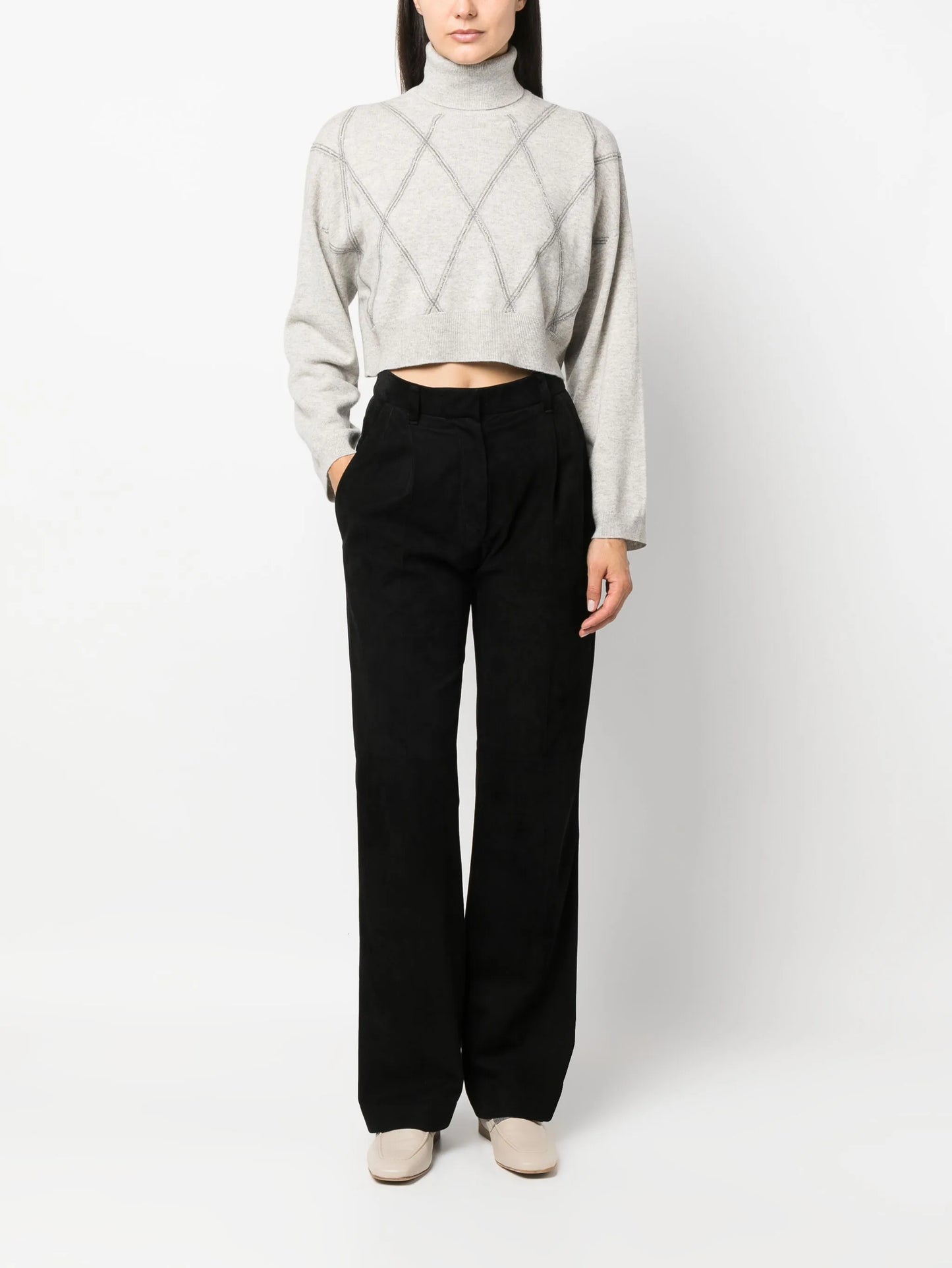 bead-detailing wool-blend jumper